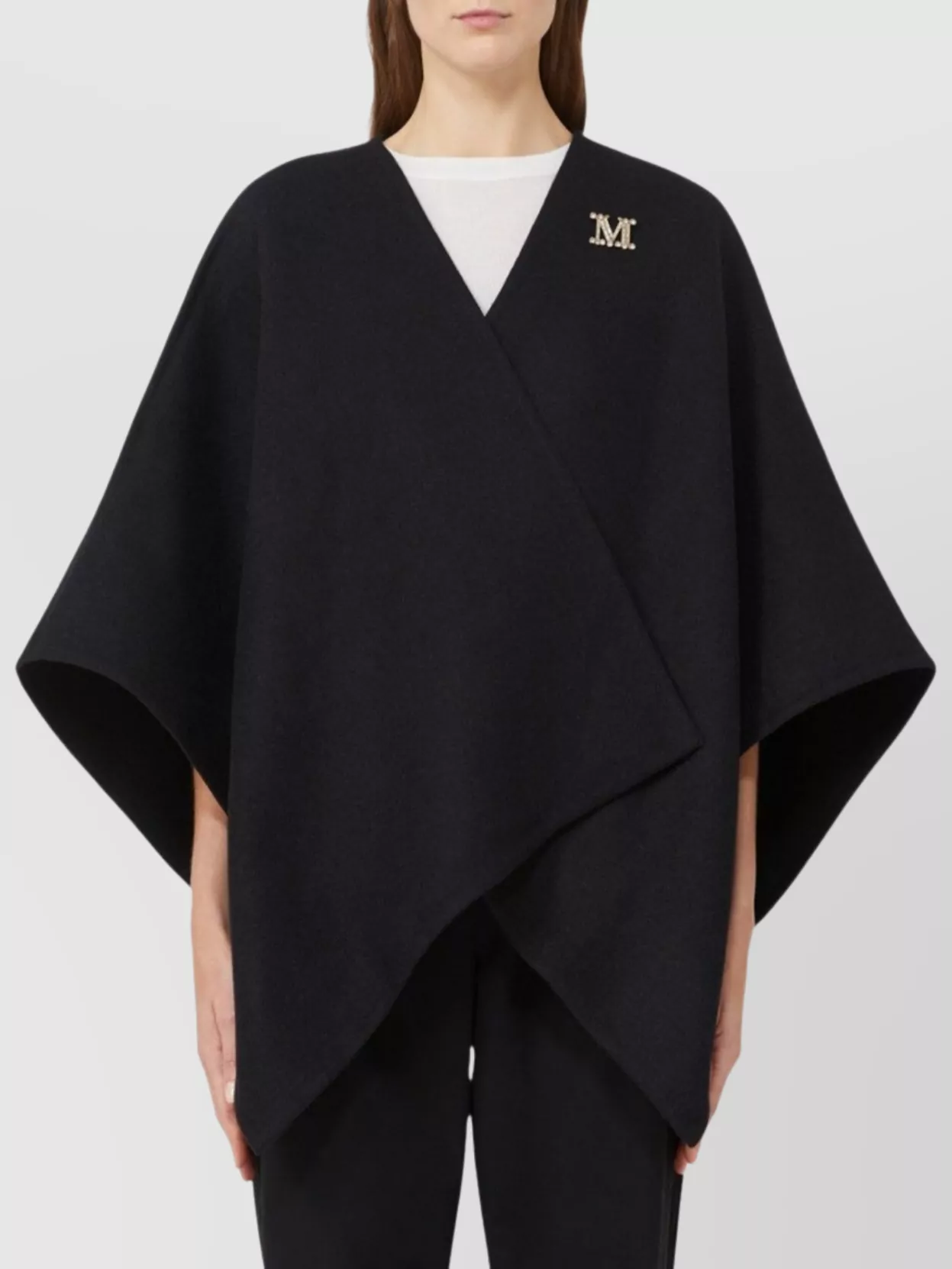 Max Mara Asymmetric Alpaca Wool Blend Cape Jacket