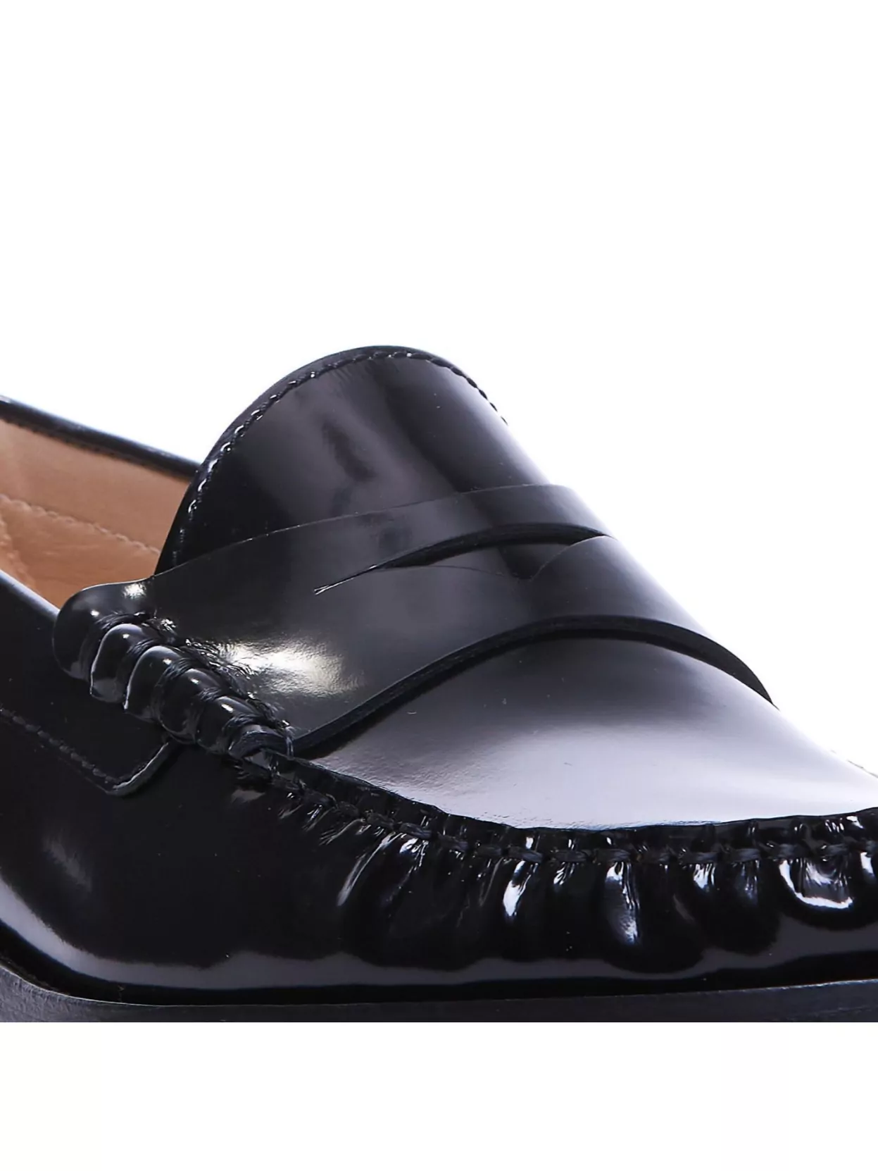 Stuart Weitzman Leather Penny Strap Loafers With Shiny Finish