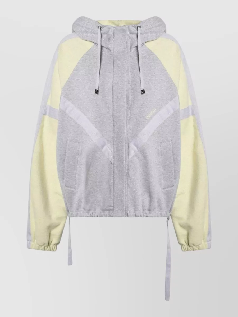 Attico Bomber Sweatshirt Drawstring Hood In Gray