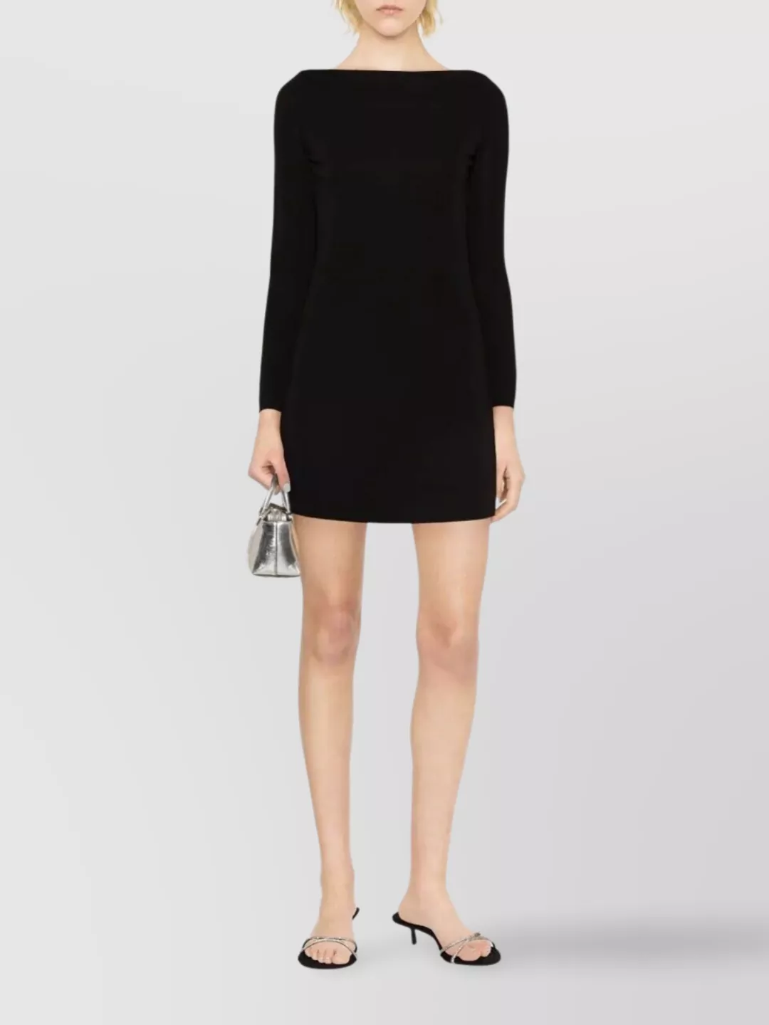 Dsquared2 Boat Neck Mini Dress With Long Sleeves In Black