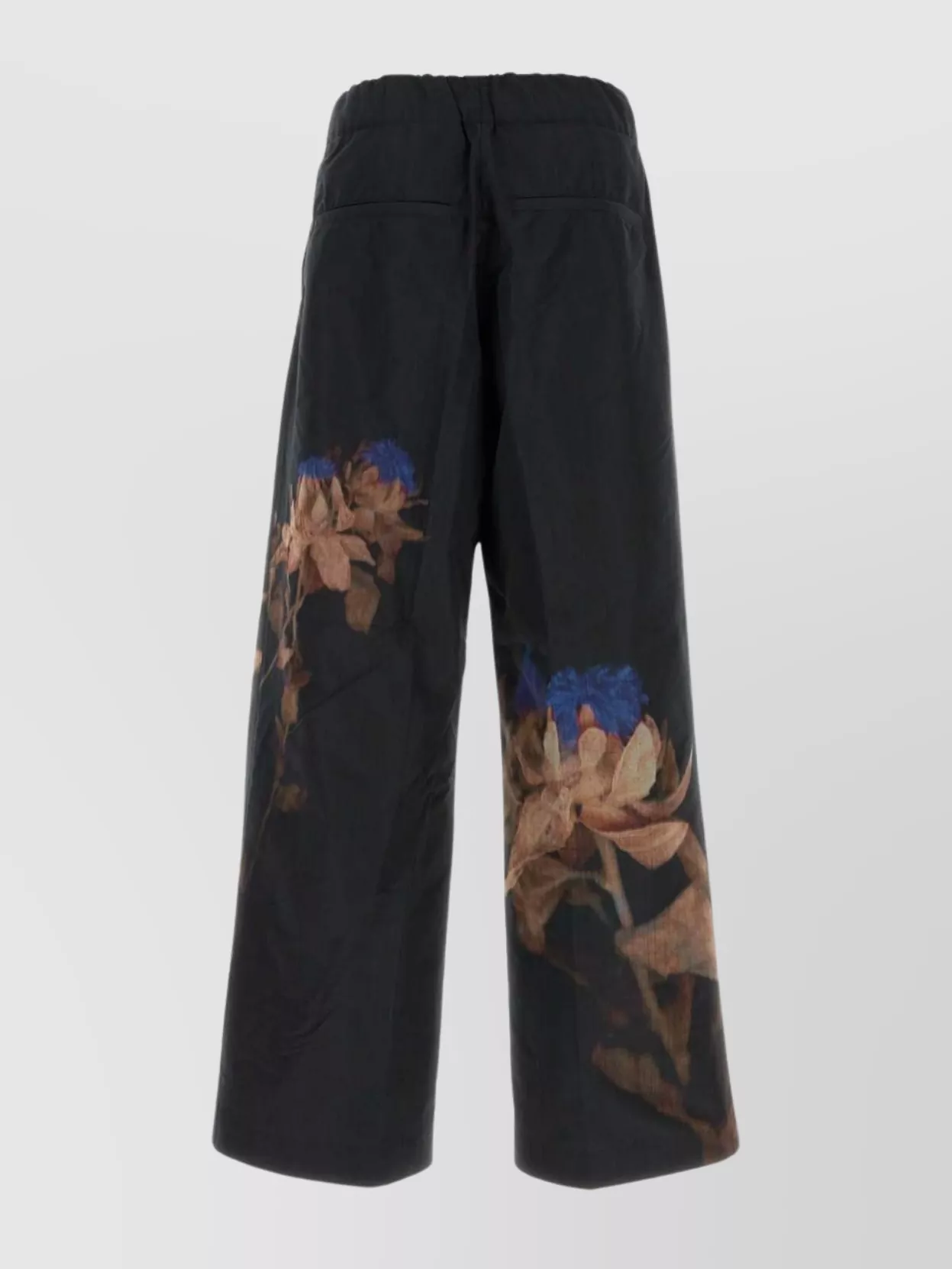 Dries Van Noten Wide-leg Floral Print Pleated Trousers In Black