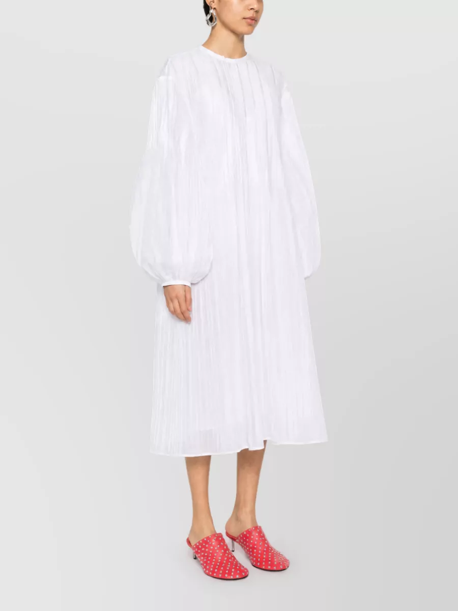 Jil Sander Pleated Cotton Midi Dress
