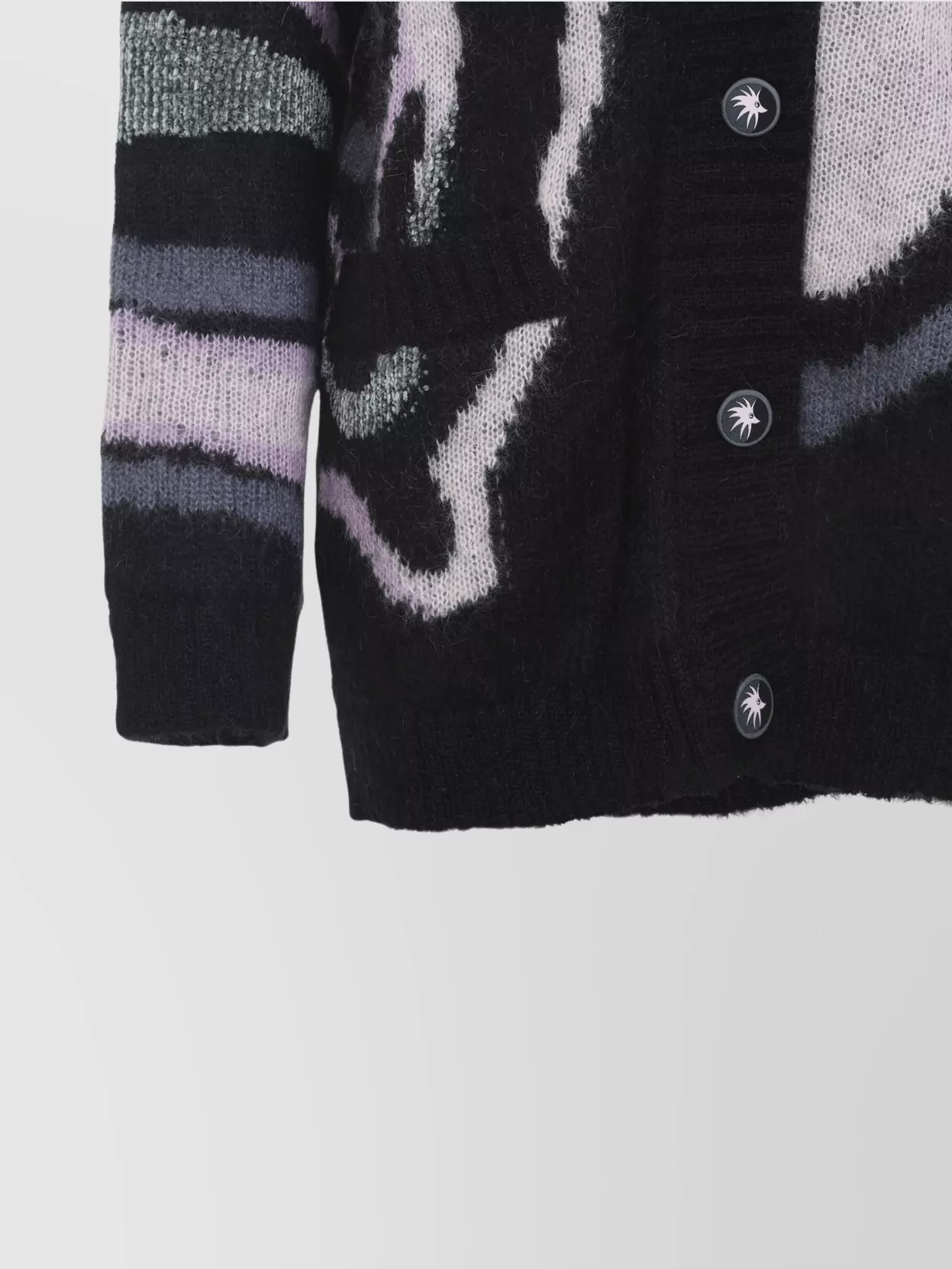 Pucci Long Sleeve V Neck Abstract Knit Cardigan