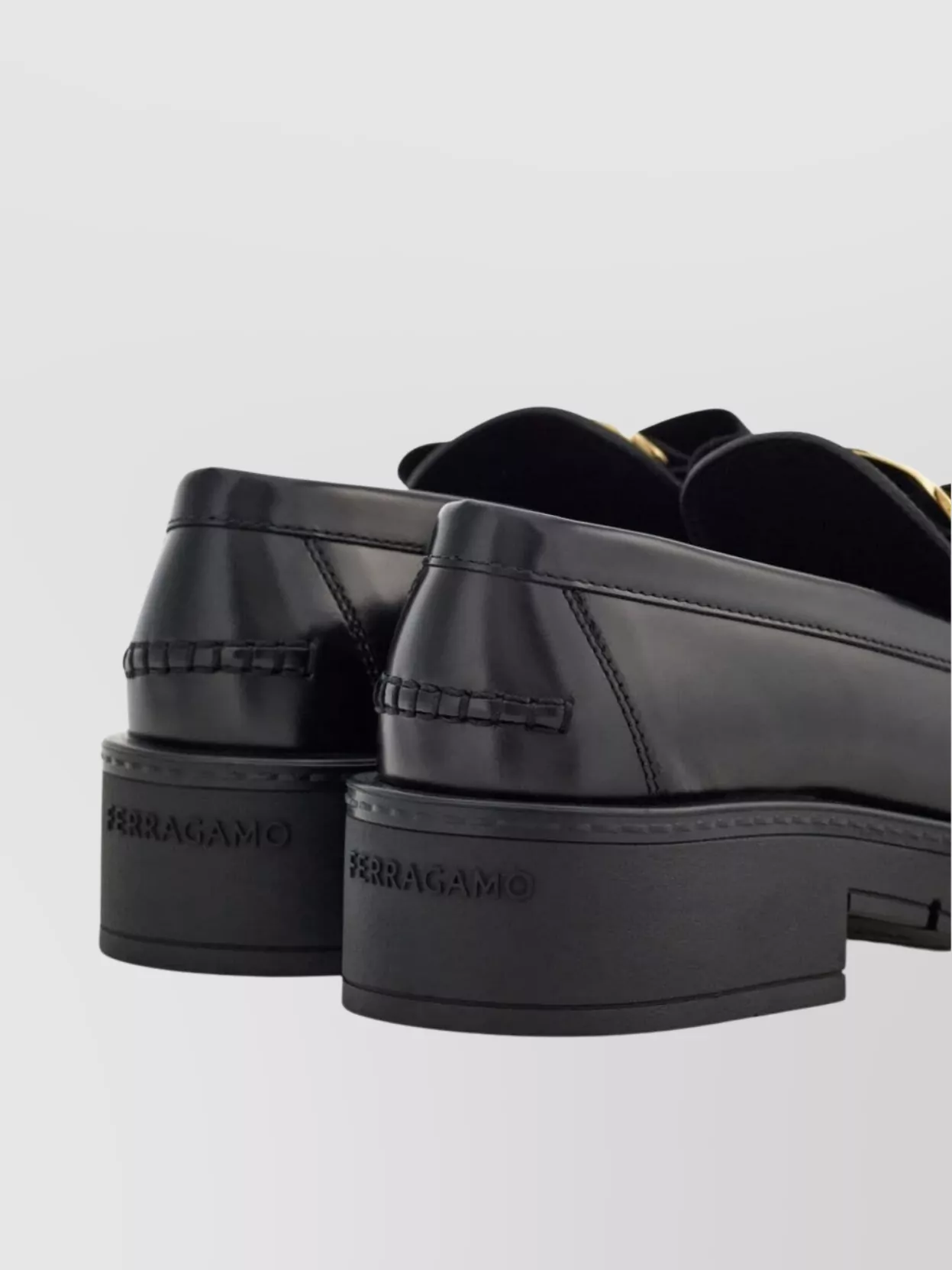 Ferragamo Chunky Sole Bow Loafers With Gold-Tone Hardware