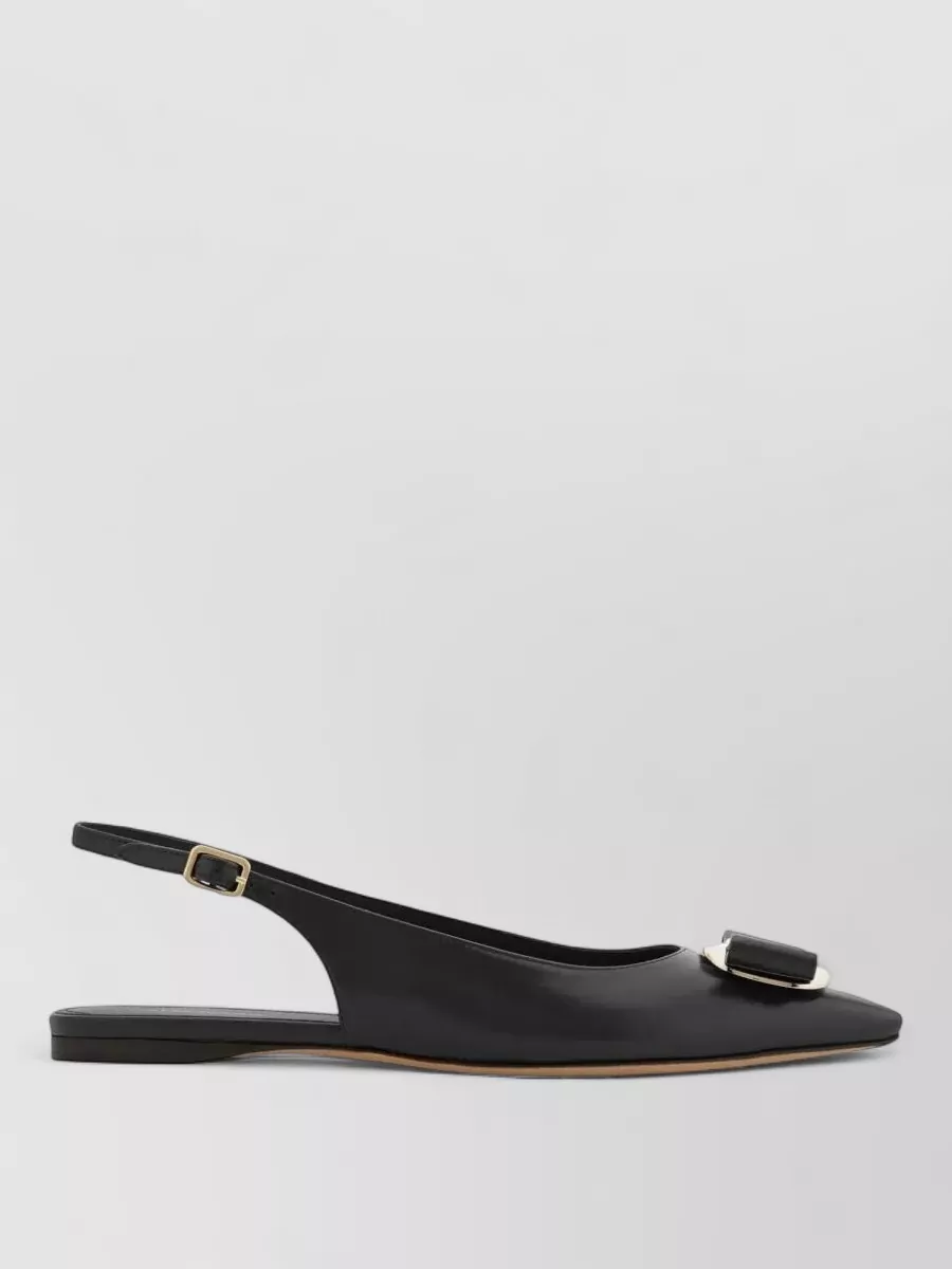 Ferragamo Leather Flat Slingback Ballerina Shoes