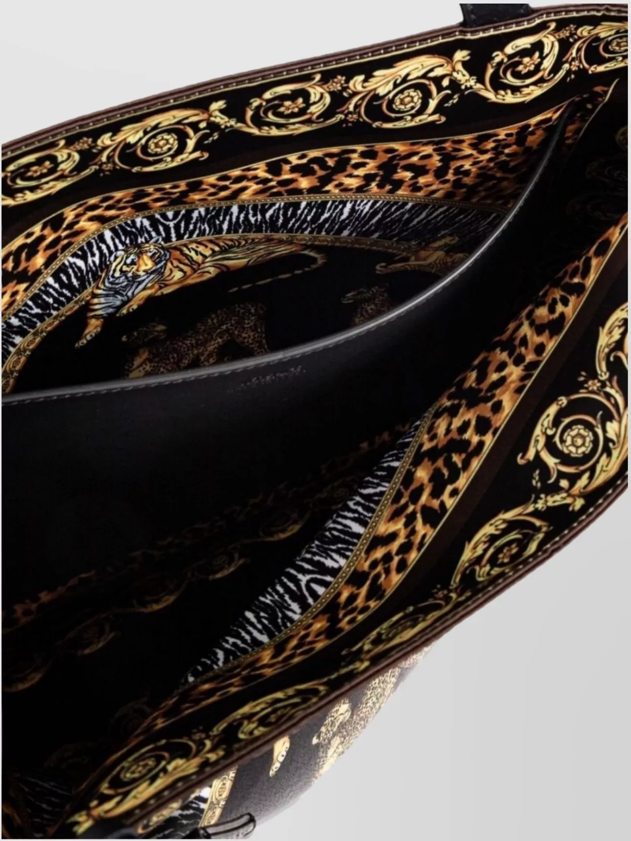 Versace Animal Print Tote Bag With Baroque Border