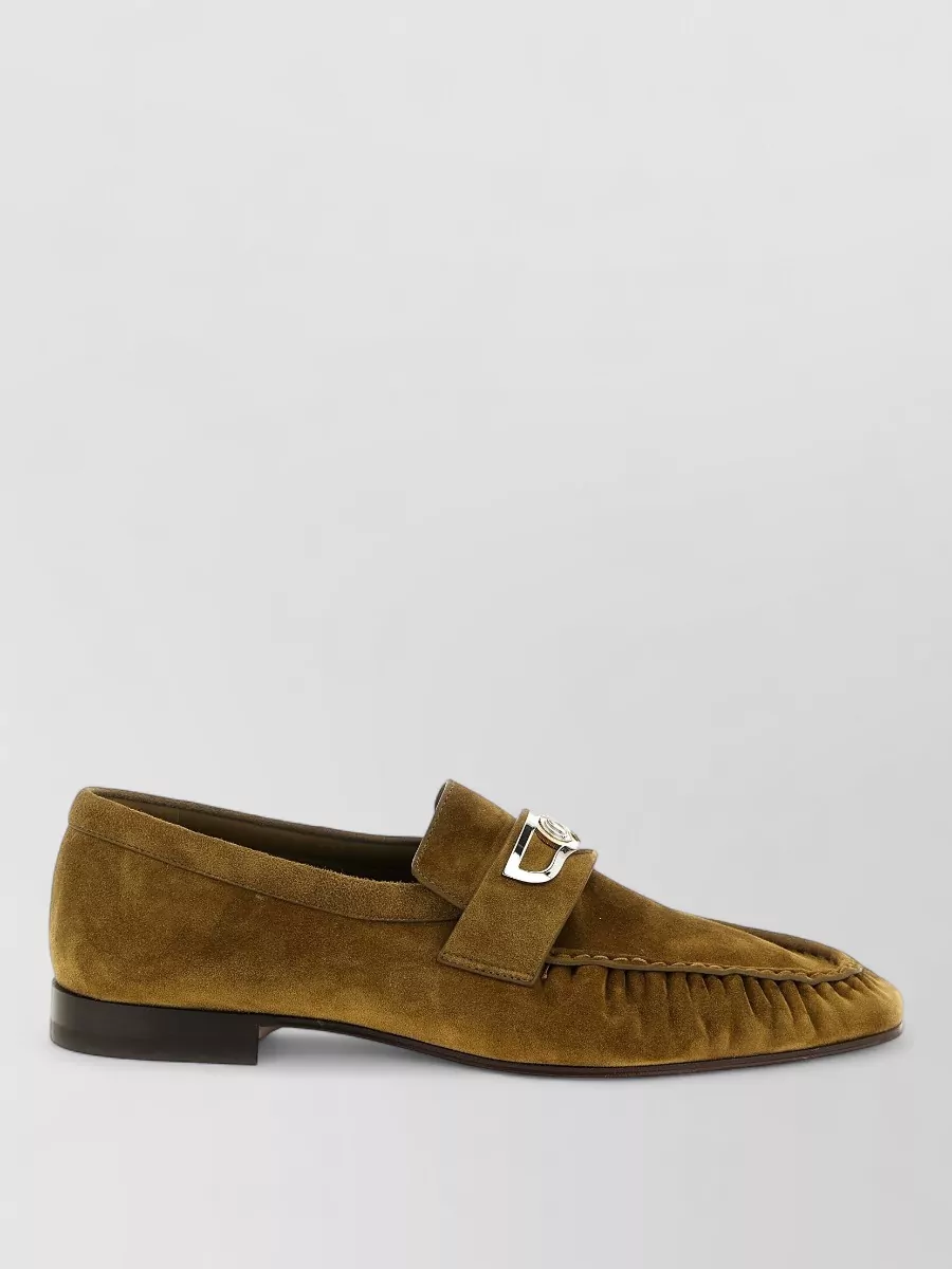 Christian Louboutin Mocallista Suede Loafers Metal Buckle