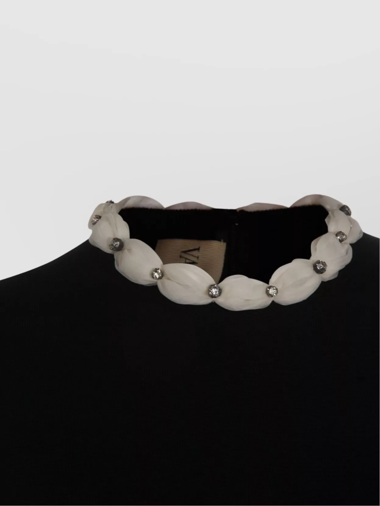 Valentino Embellished Neckline Fitted Short Sleeve Knitwear