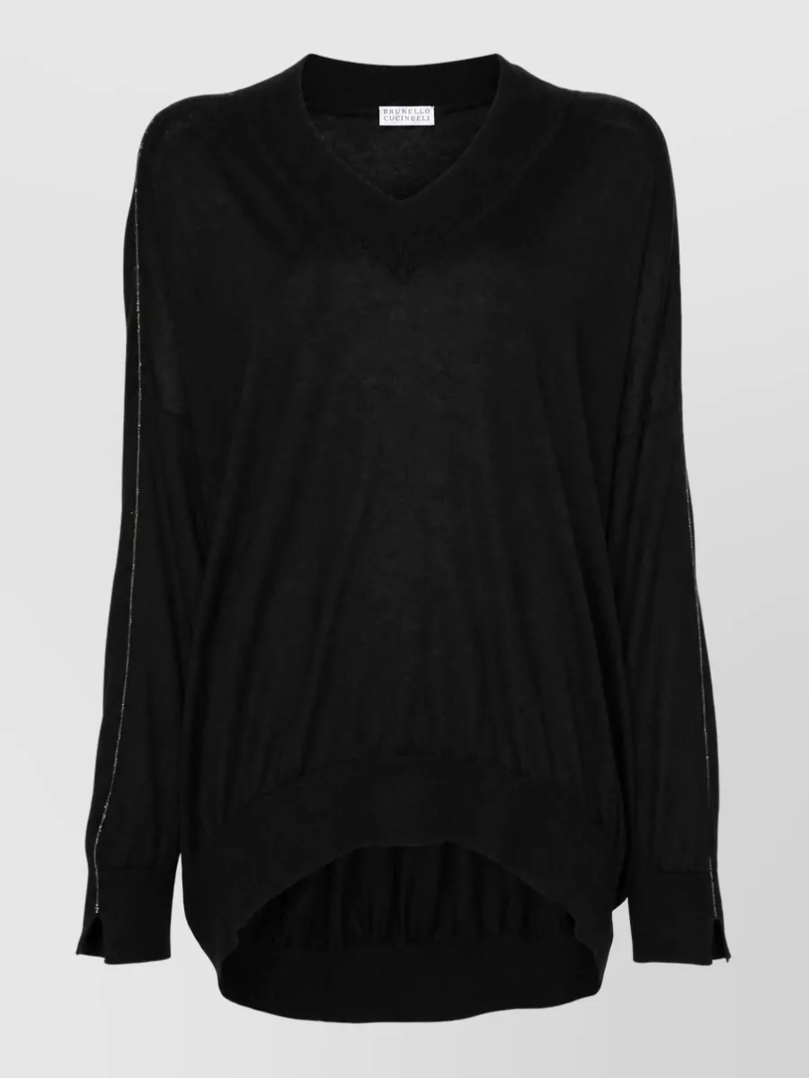 Brunello Cucinelli cashmere silk v-neck long-sleeve sweater