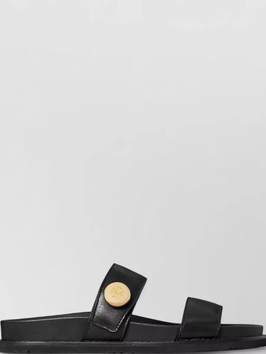 Tory Burch Romy Leather Double Strap Slide Sandals