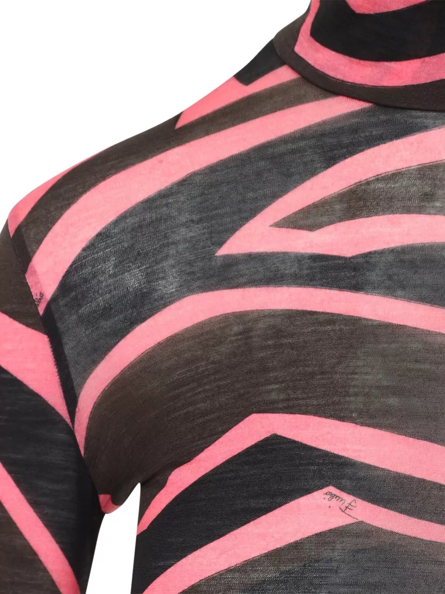 Pucci Printed Long-Sleeve High-Neck Knitted Top