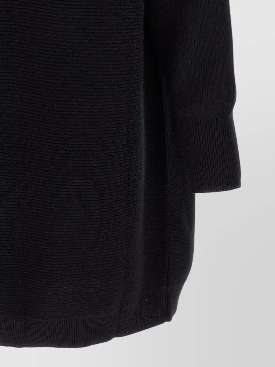 Brunello Cucinelli Wool Cashmere Silk Ribbed Knit Oversized Mini Dress