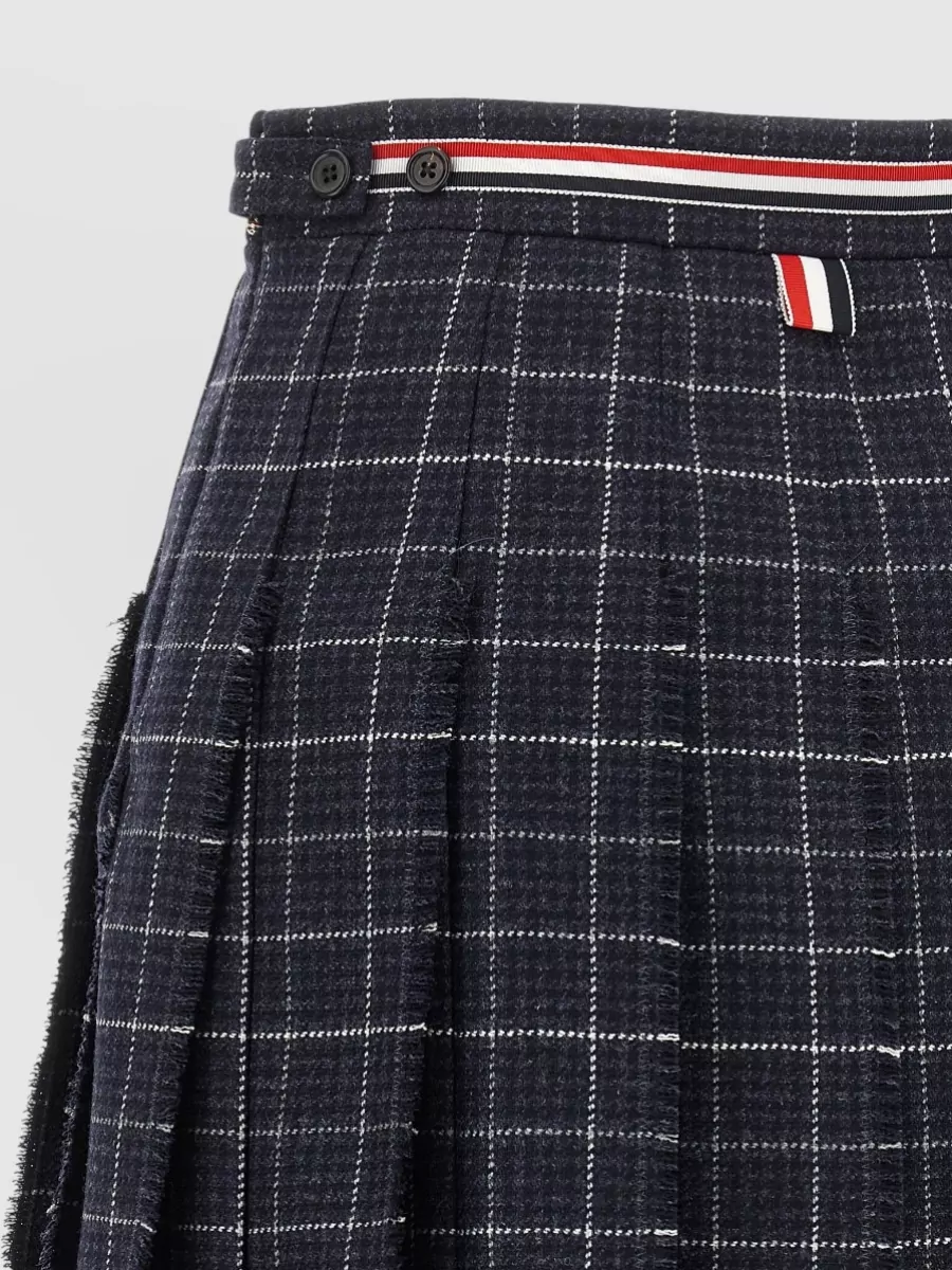Thom Browne Wool Checked Pleated Mini Skirt