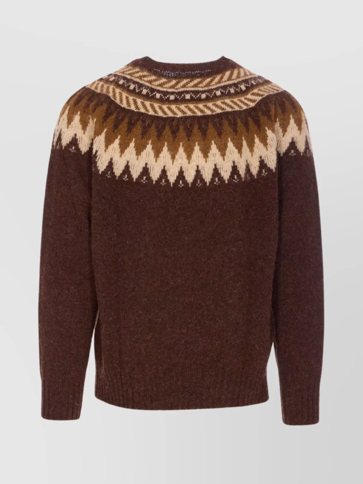Howlin' Geometric Pattern Crewneck Sweater Long Sleeves In Brown