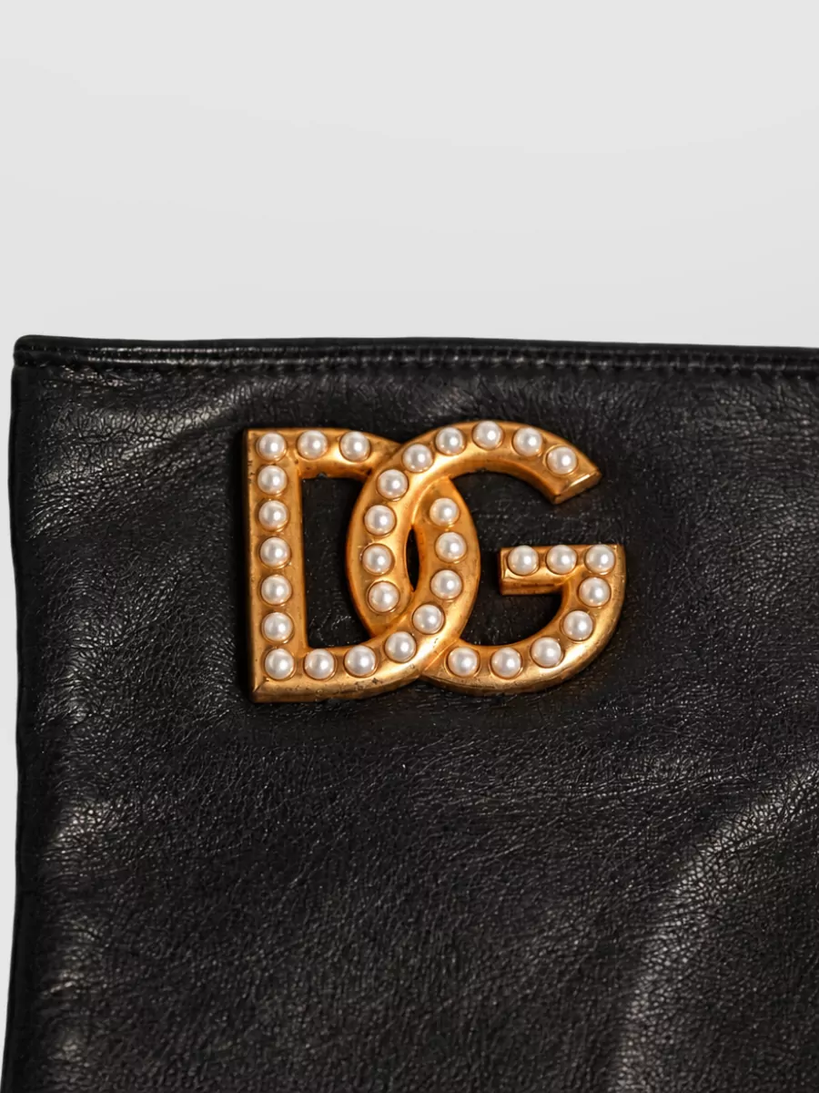 Dolce&Gabbana Embellished Leather Wrist Length Fingerless Gloves