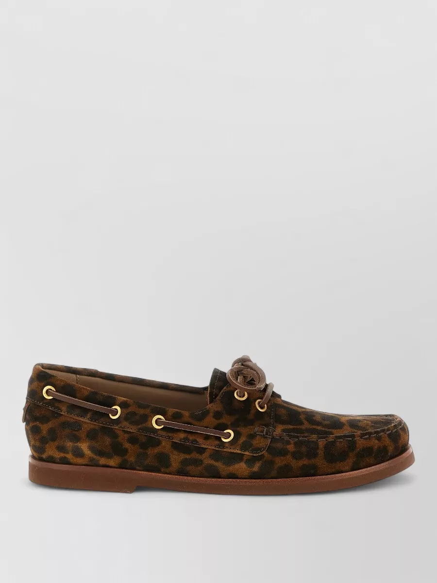 Gianvito Rossi Leopard-Print Leather Boat Shoes
