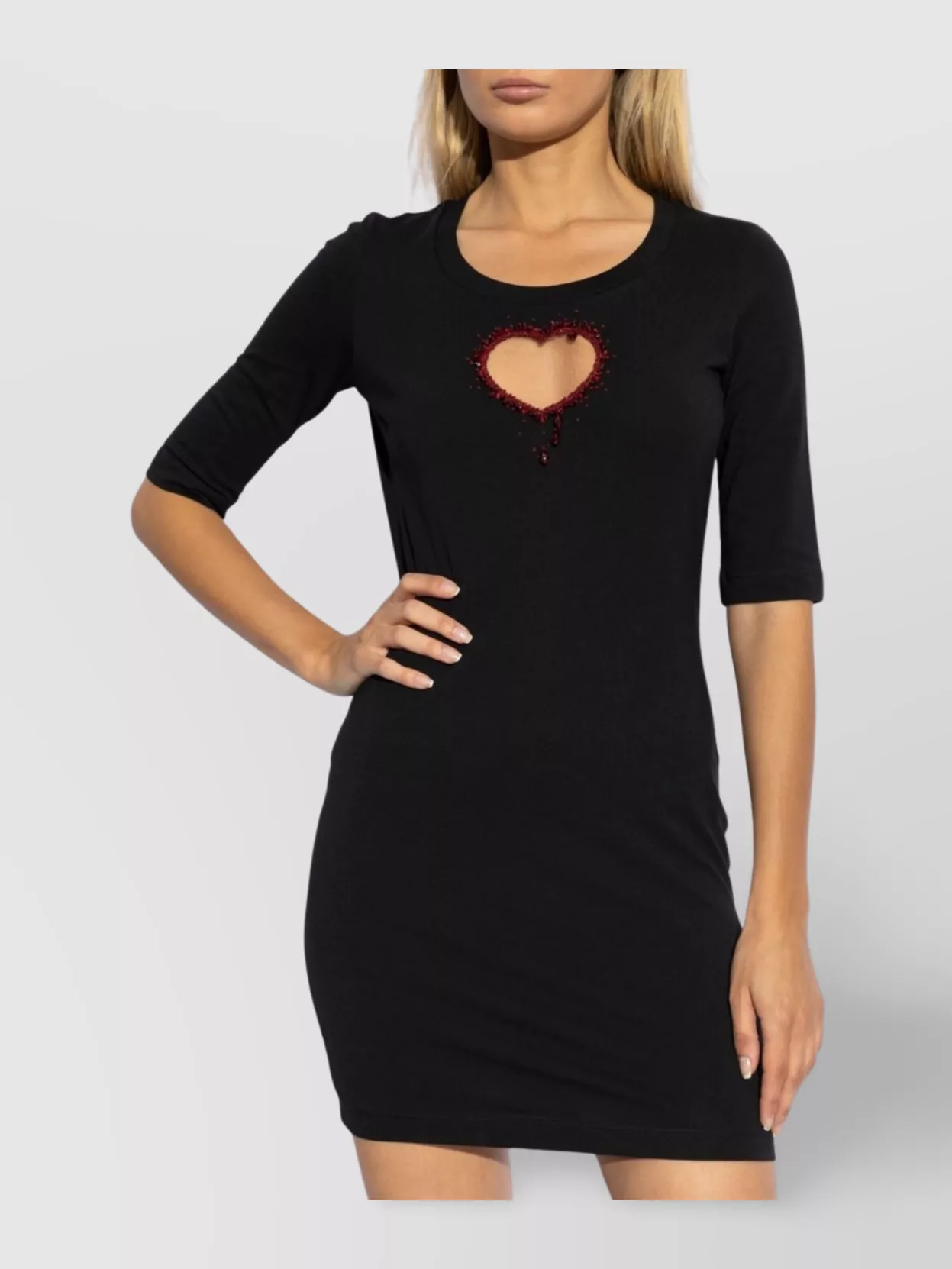 Dsquared2 Round Neckline Heart Cutout Dress