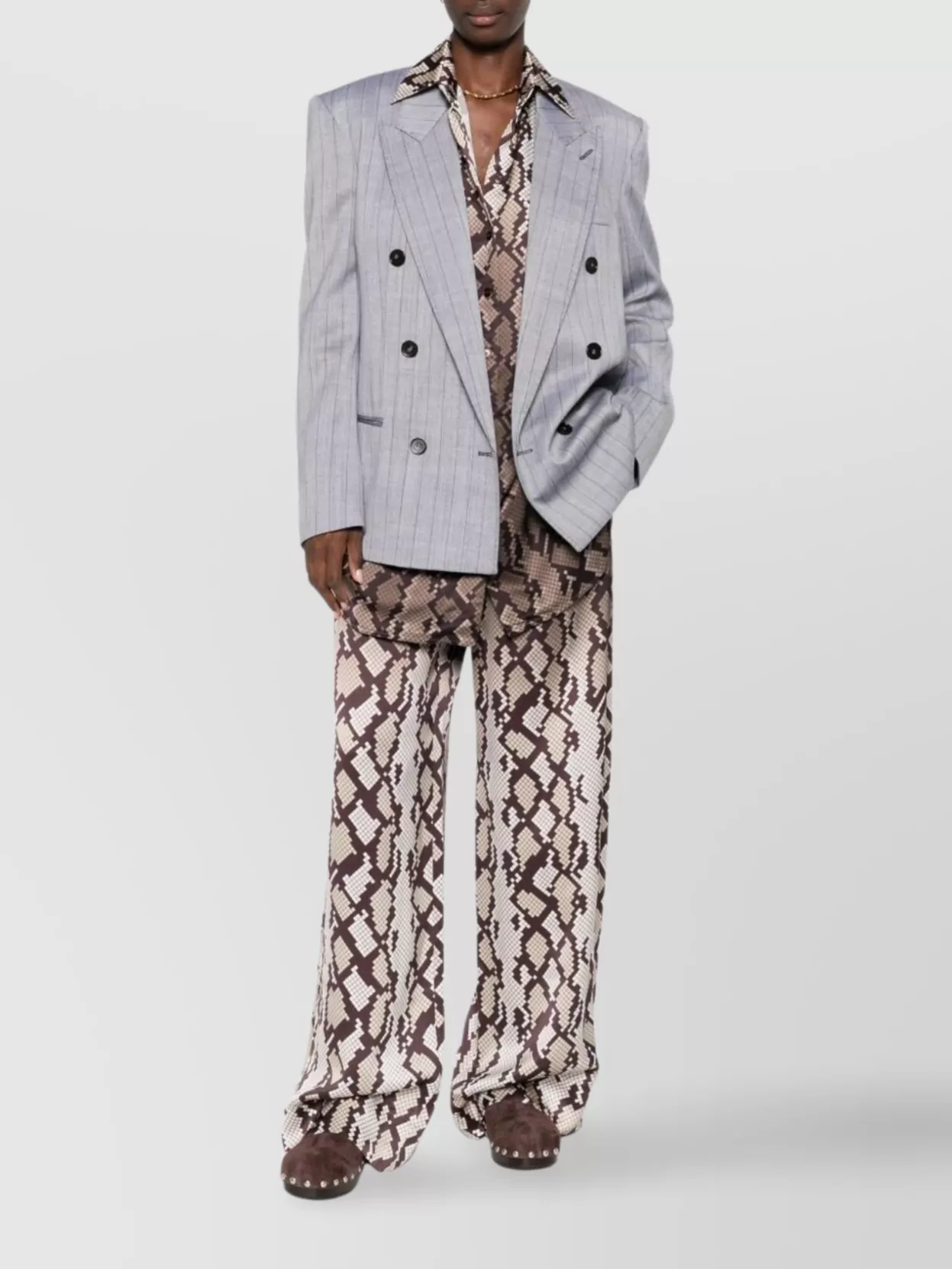 Stella Mccartney Long Sleeve Collared Shirt With Snake Print