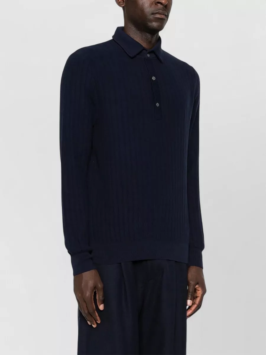 Lardini Ribbed Knit Long-Sleeve Polo Shirt