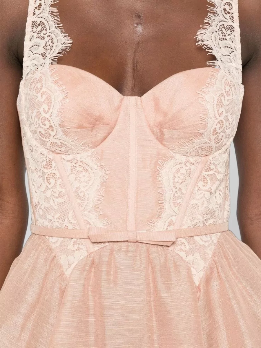 Zimmermann Silk And Linen Sleeveless Sweetheart-Neck Mini Dress