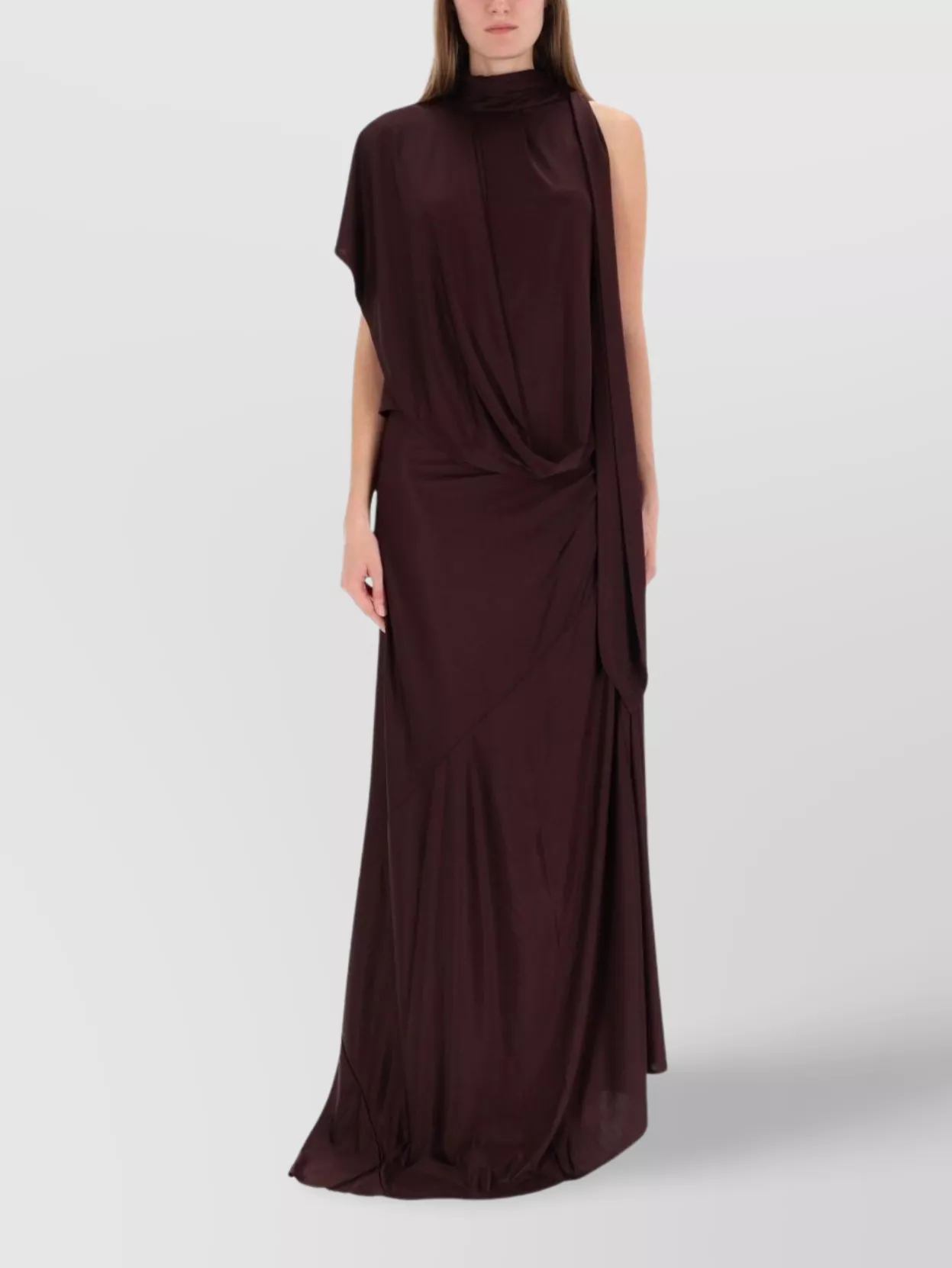 Dries Van Noten Asymmetric One-shoulder Floor-length Top In Black
