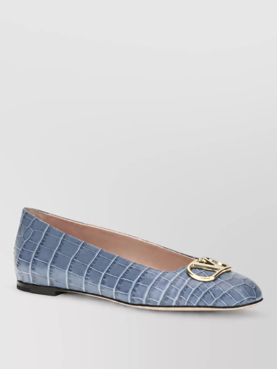 Valentino Garavani croc-effect leather ballerina shoes