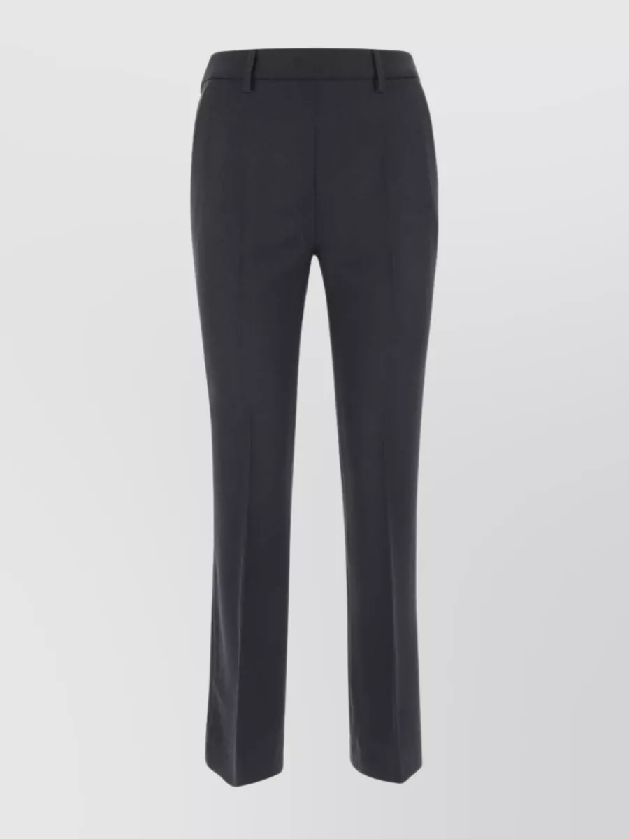 Shop Prada Wool Trousers With Cropped Length And Front Crease In Black