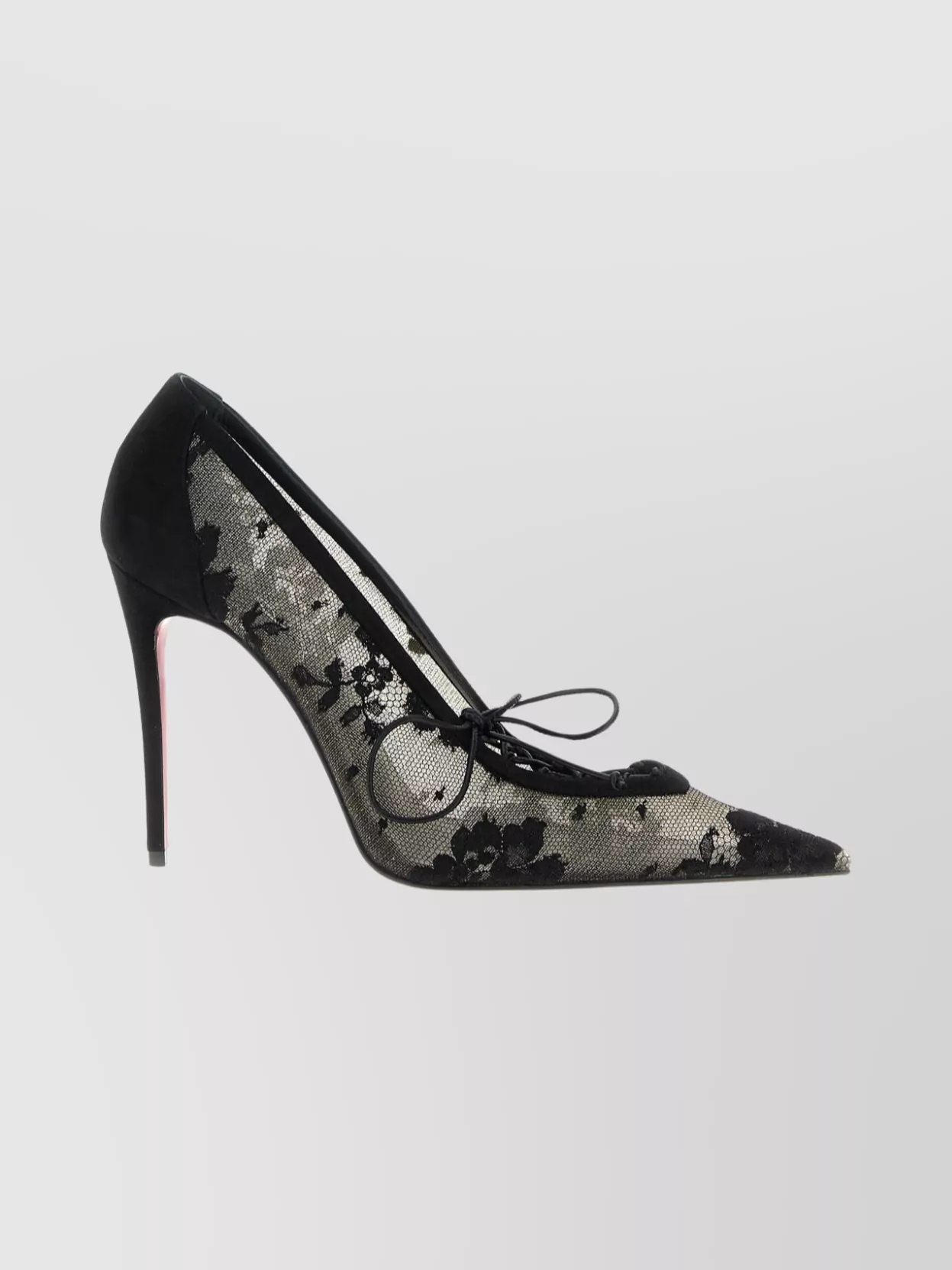 Christian Louboutin Km Lace 100 Suede-trimmed Pumps In Black