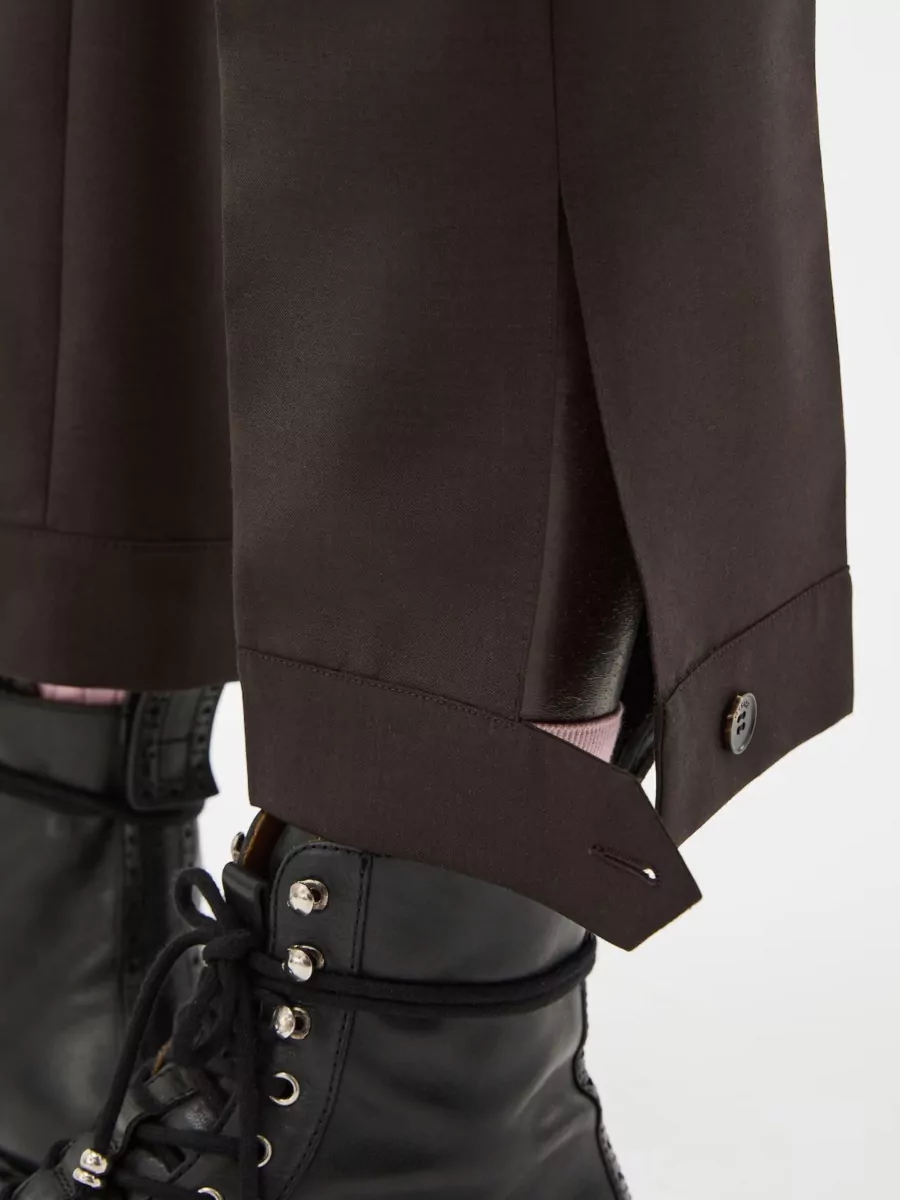 Versace Wool Mohair High-Rise Pleated Straight-Leg Trousers