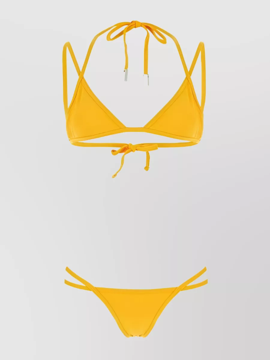 Shop Attico Stretch Triangle Bikini Set In Yellow