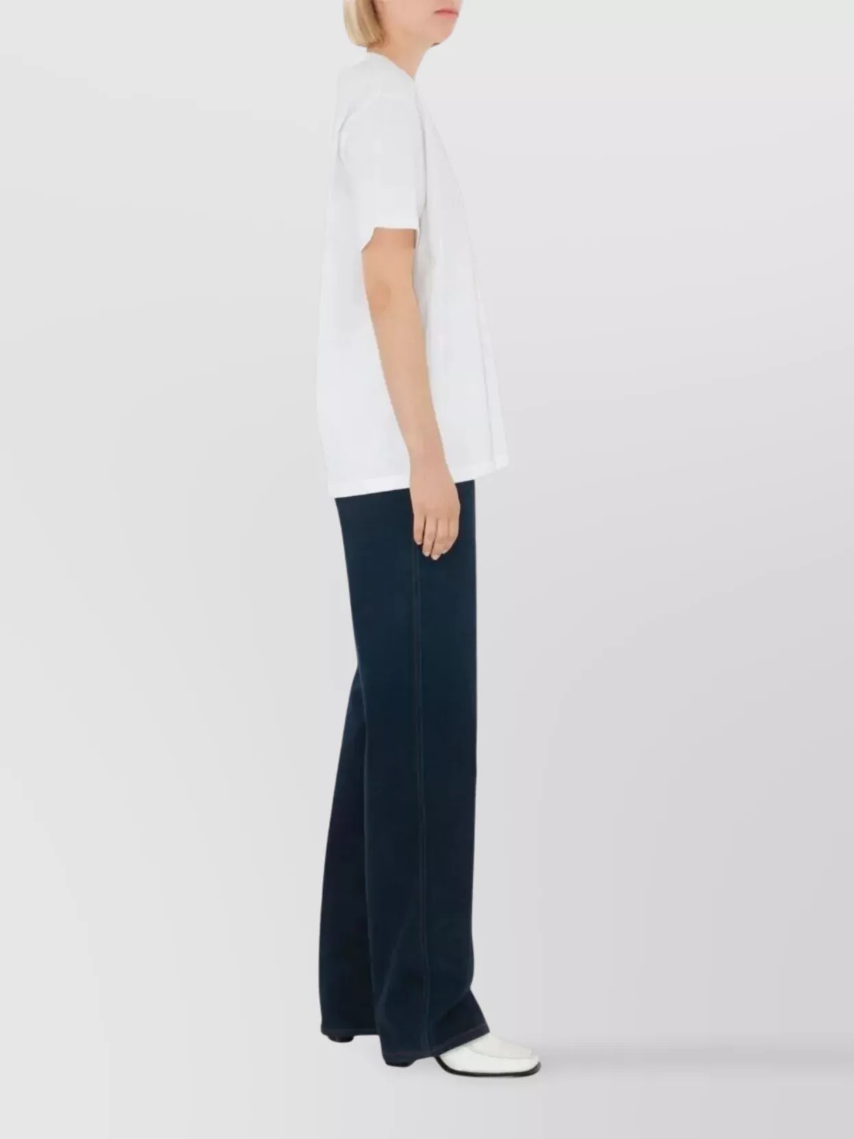 Burberry Women White Jersey Checked Twill-trimmed Cotton-jersey T-shirt Tee Shirt