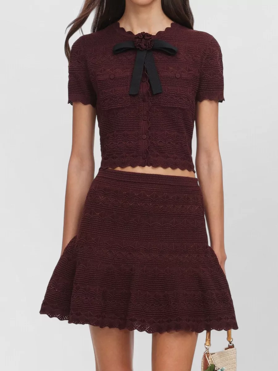Self-Portrait Pointelle Knit Mini Skirt