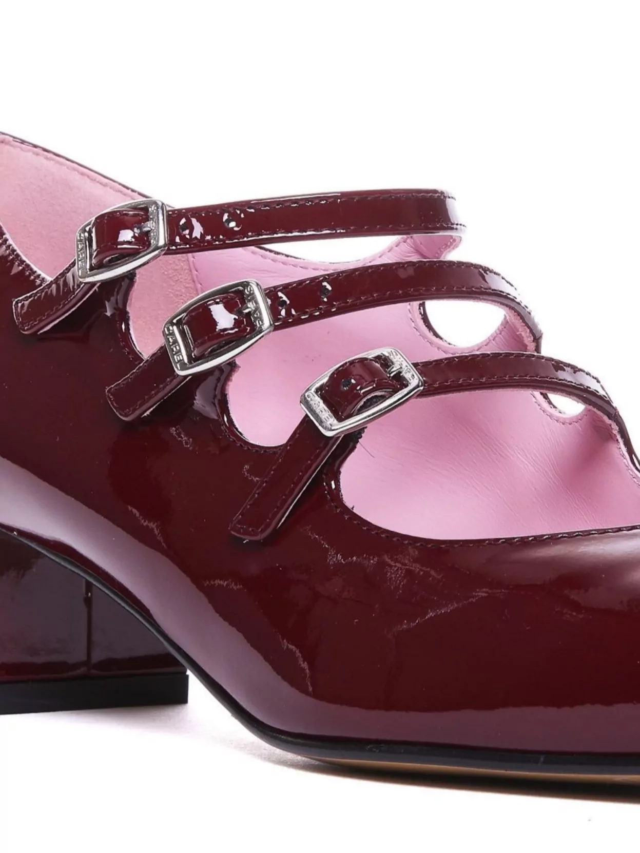 CAREL GLOSSY BLOCK HEEL DECOLLETÈ PUMPS