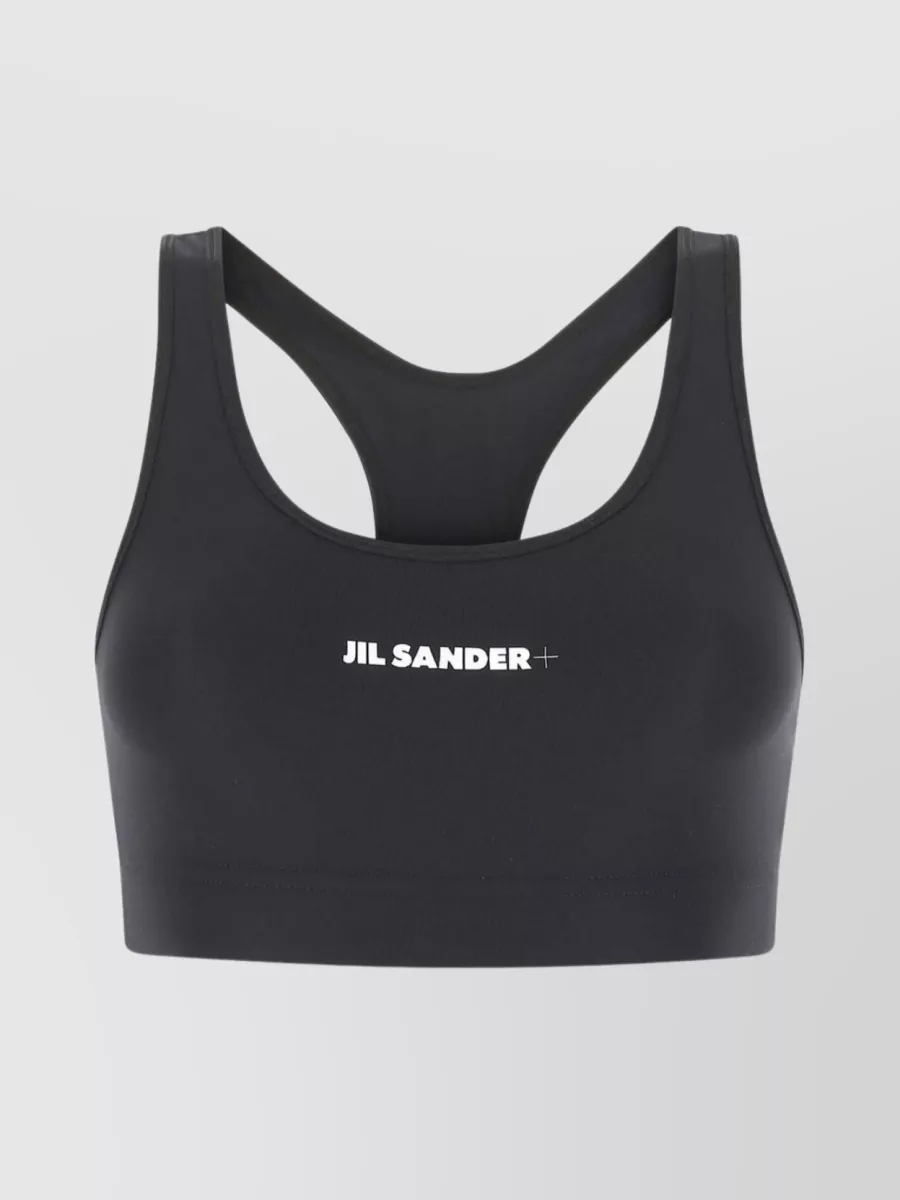Shop Jil Sander Nylon Racerback With Cut-outs And Elastic Band In Black