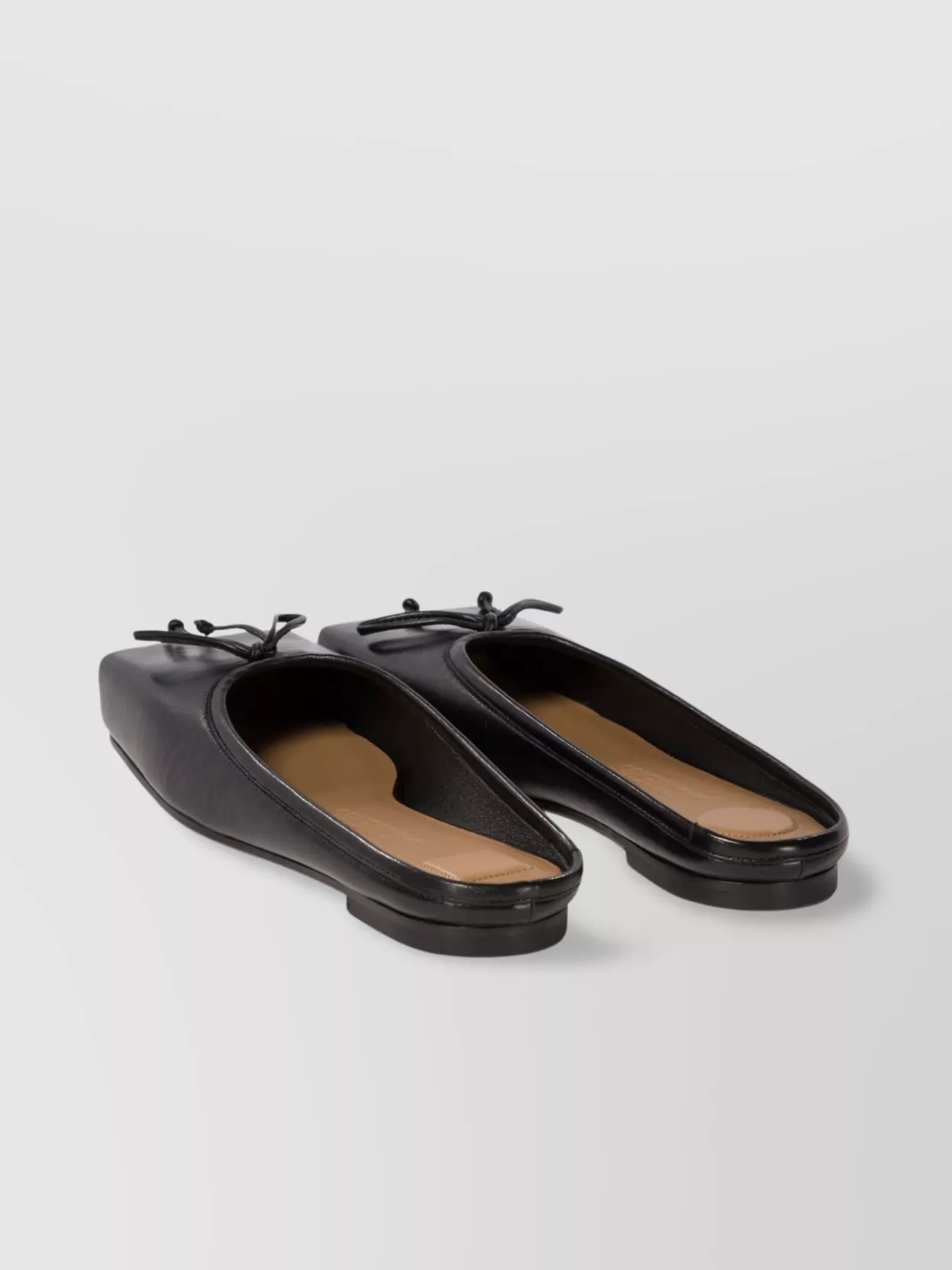 Jacquemus Ballet Bow Leather Square Toe Flats