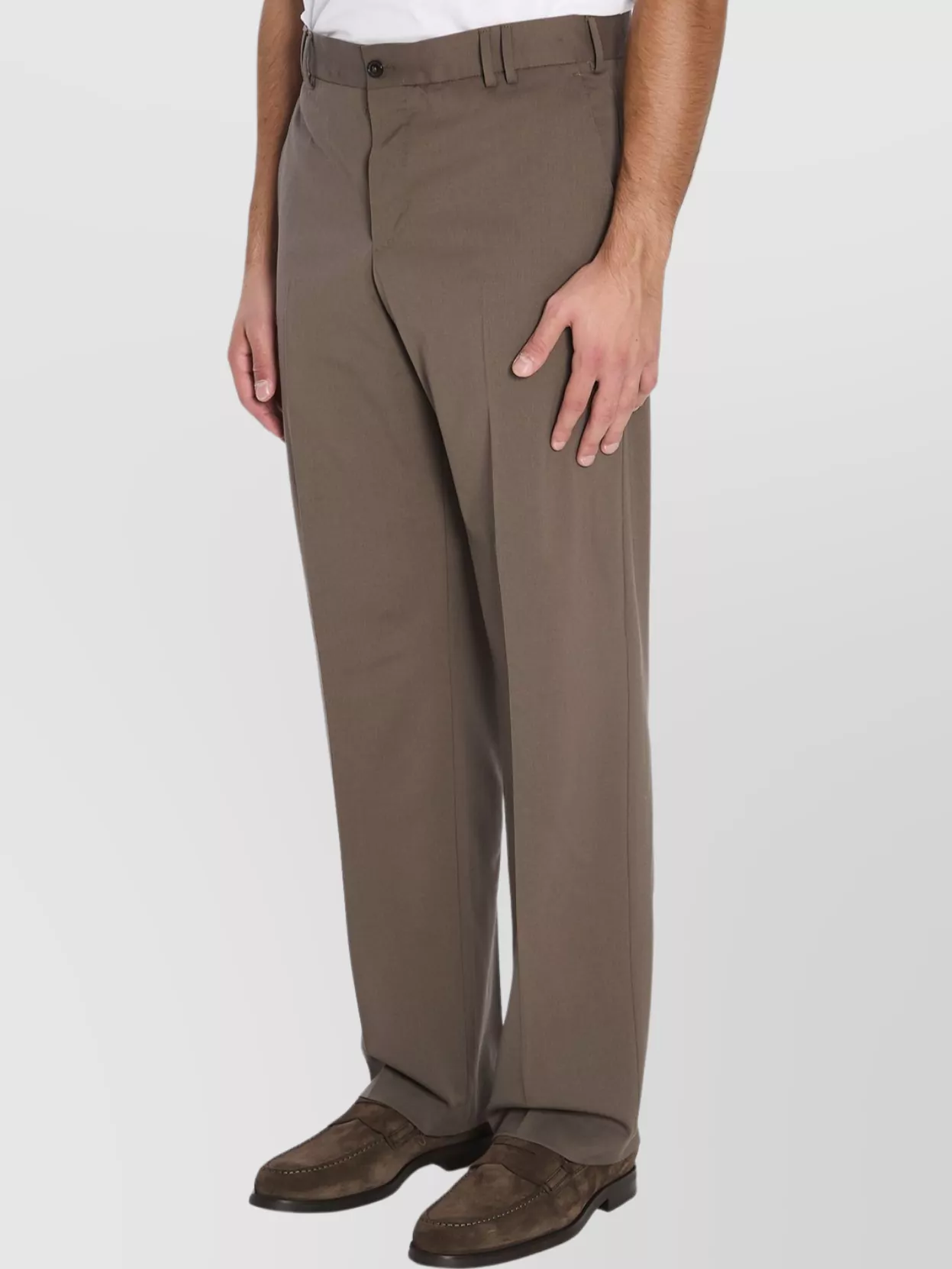 Pt Torino Wool Trousers Mid-rise Waist In Brown