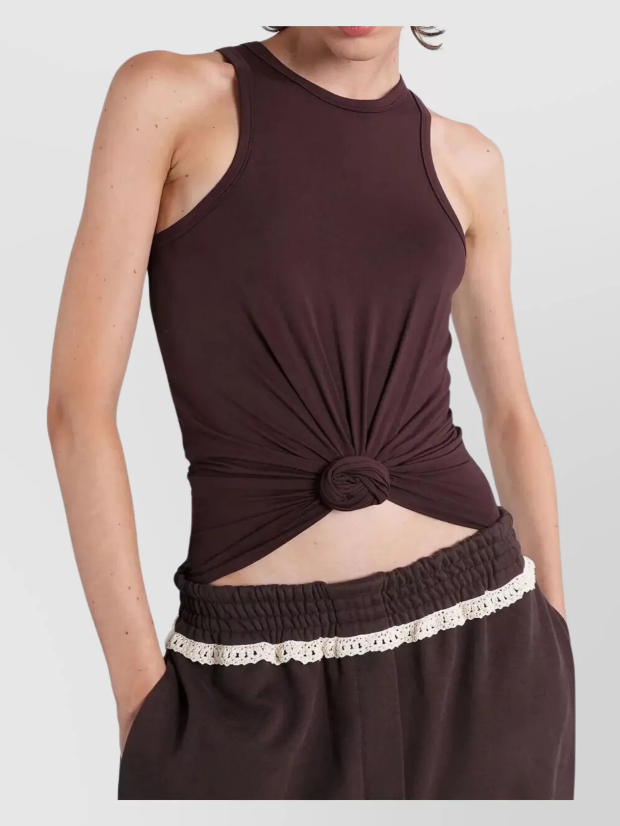 Magda Butrym Knotted Racerback Sleeveless Cropped Top