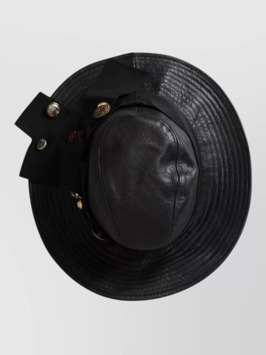 Dolce&Gabbana Leather Crystal-Embellished Wide-Brim Fedora Hat