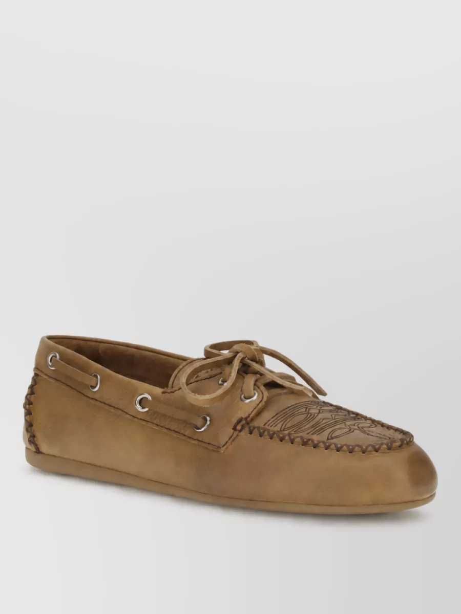 Miu Miu leather lace-up loafers