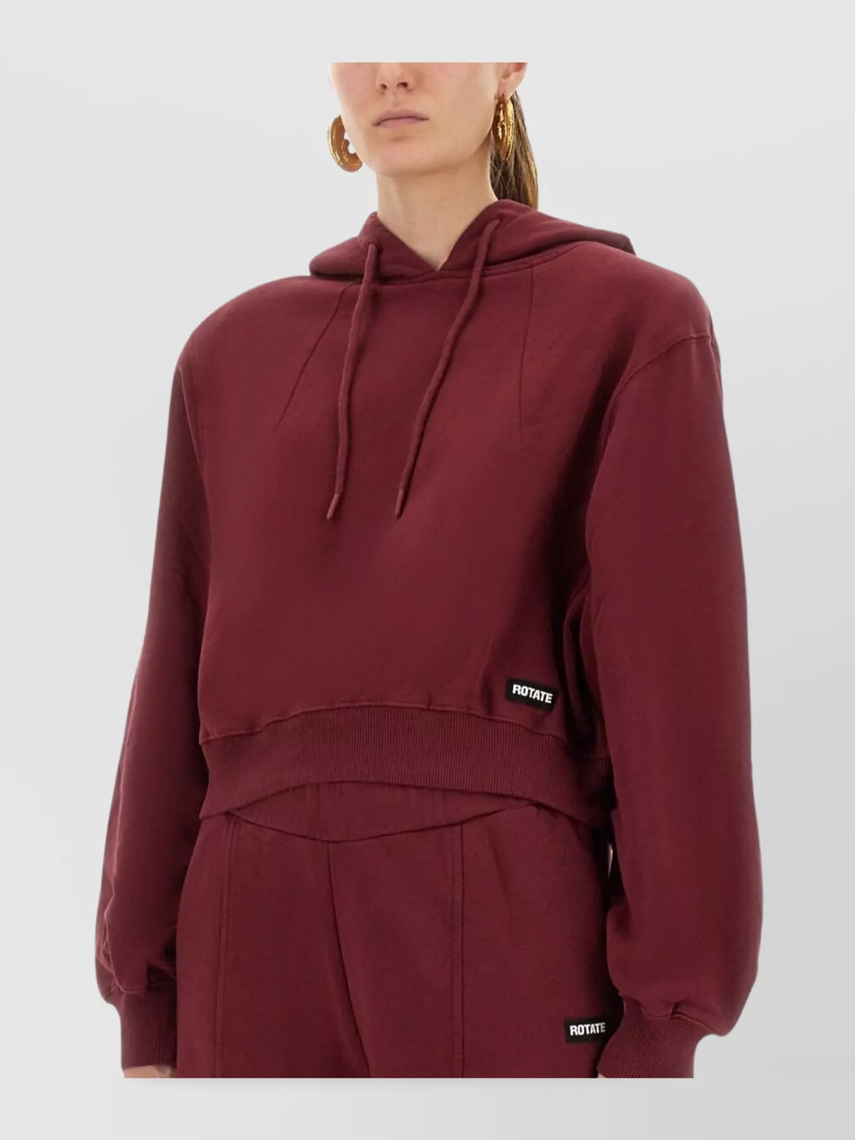 Rotate Birger Christensen Cropped Hooded Knitwear With Ribbed Finish