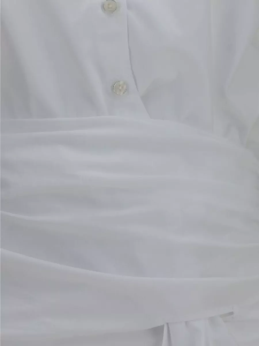 7 For All Mankind Cotton asymmetric waist-knot shirt