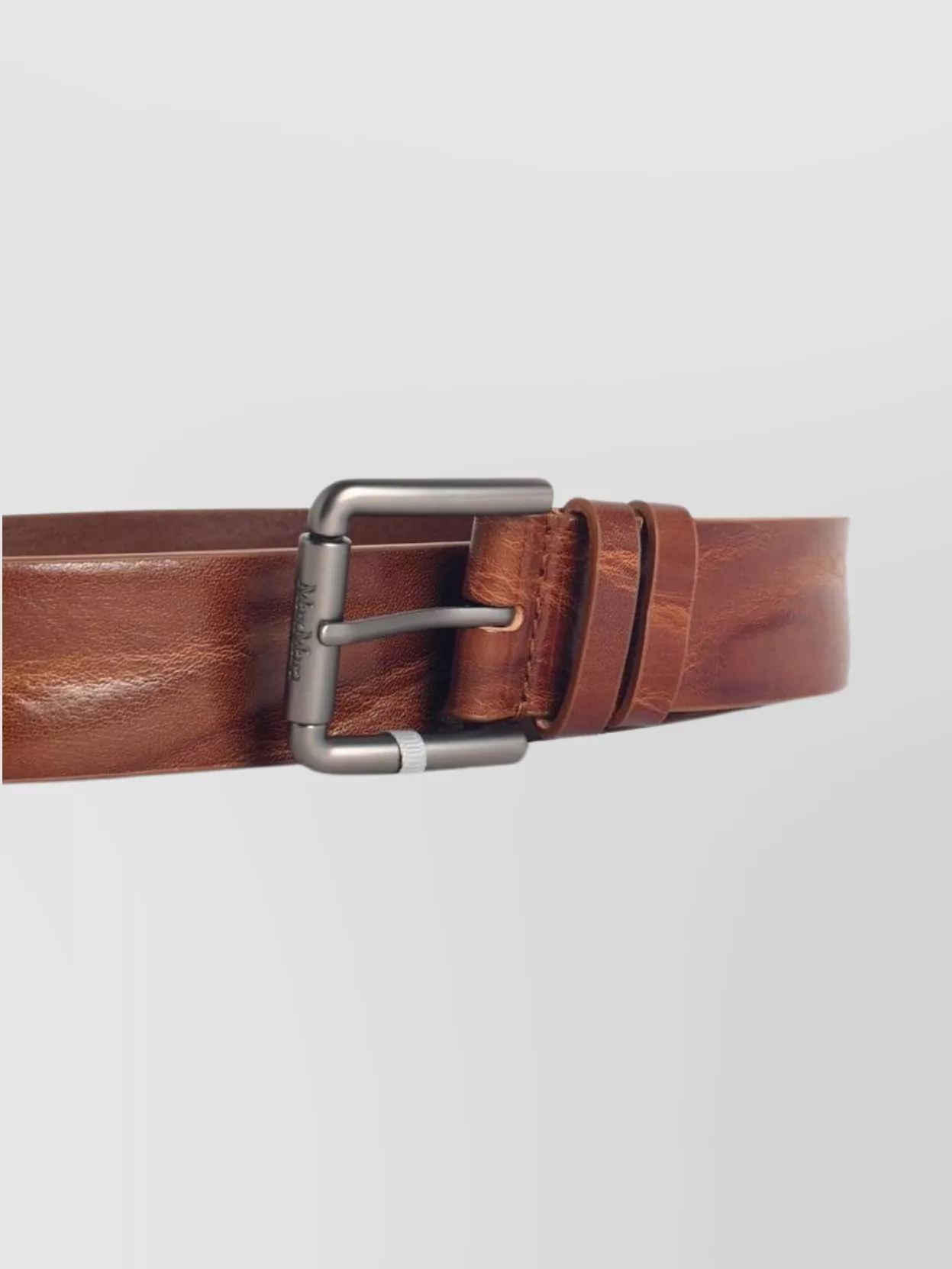 Max Mara Long Leather Belt Metal Buckle