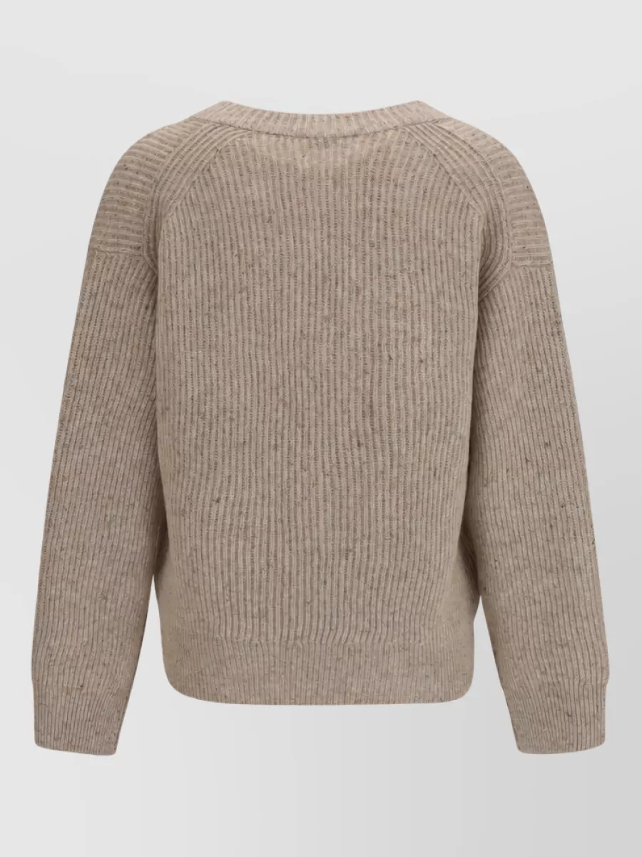 Brunello Cucinelli Cashmere Mohair V-Neck Cropped Sweater