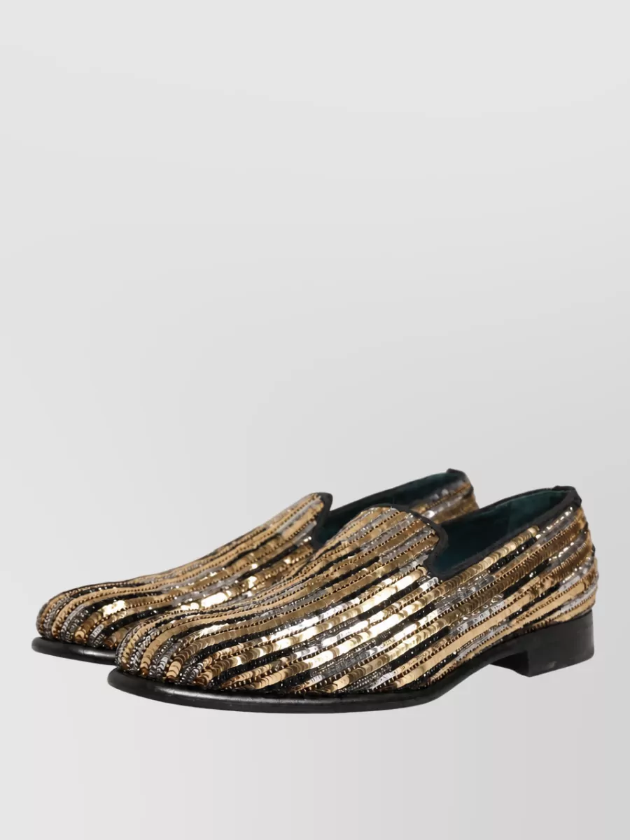 Dolce&Gabbana Leather Sequin Embellished Loafers