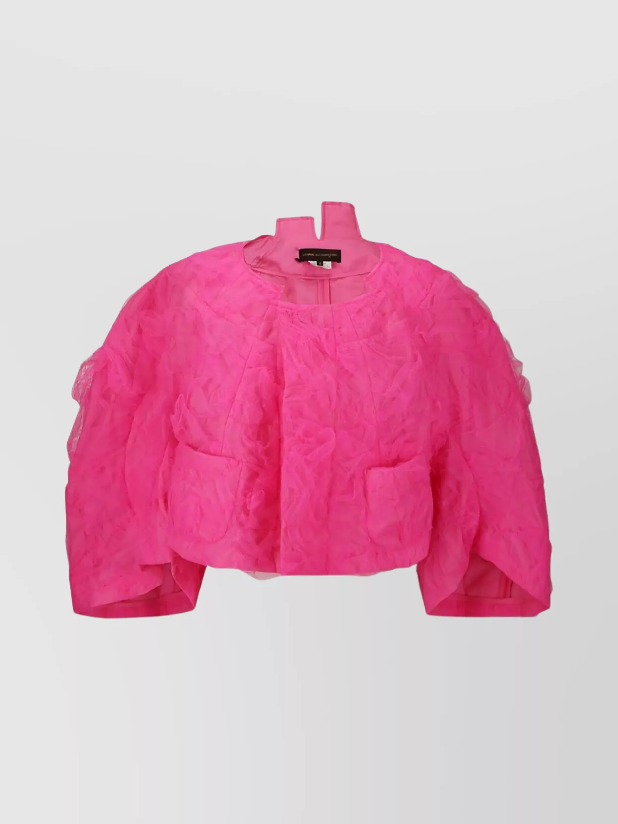 Comme Des Garçons Distinctive Collar Cropped Length Jacket In Pink