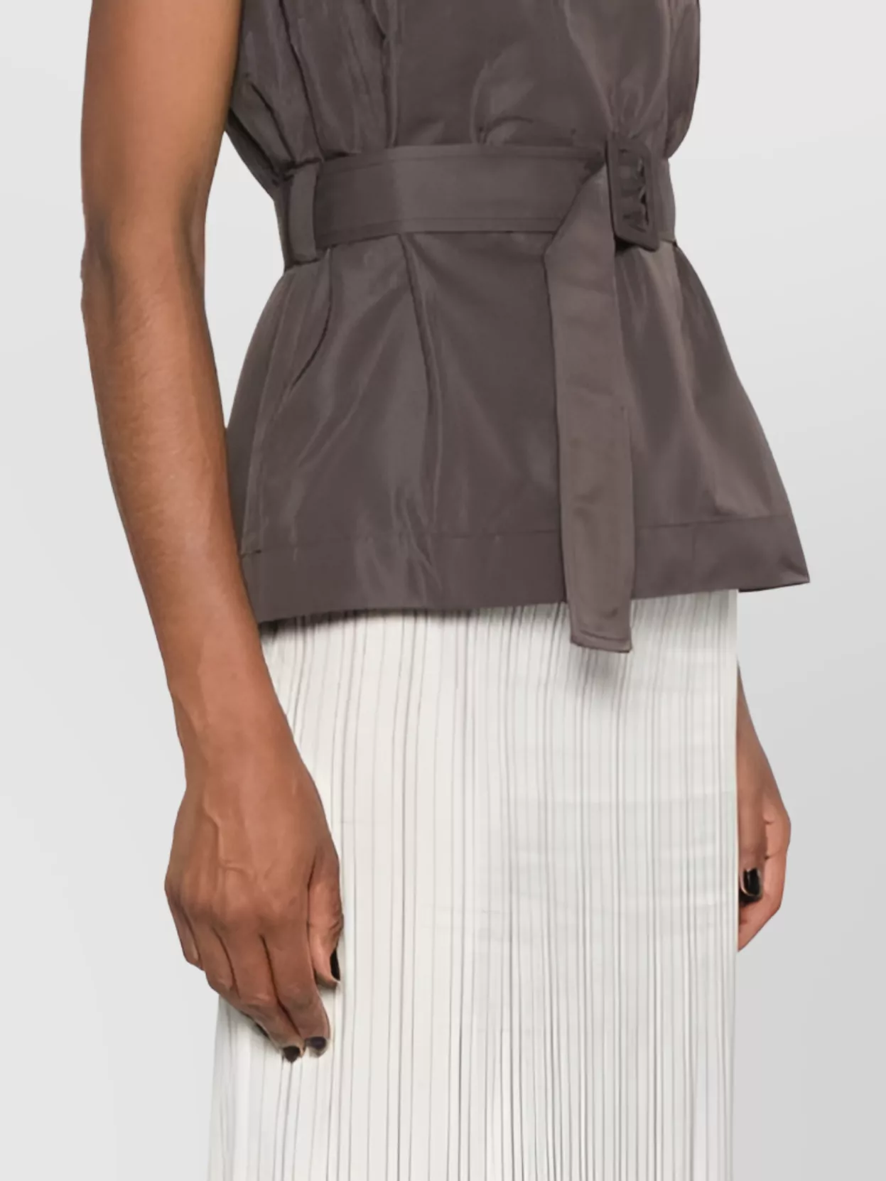 Parosh Sleeveless Top With Belted Waist And Pockets