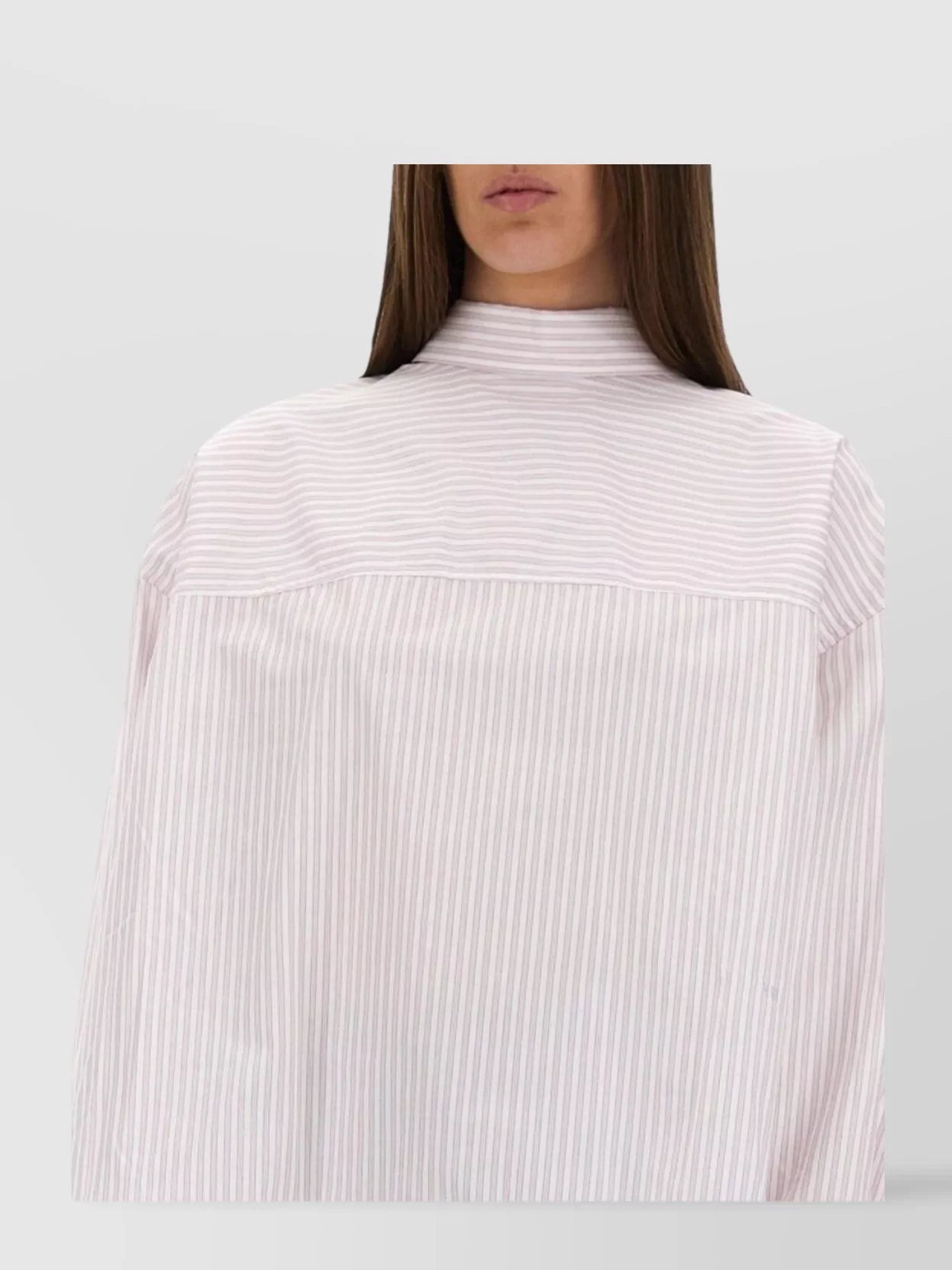 Victoria Beckham Bow Detail Oversized Striped Blouse In White