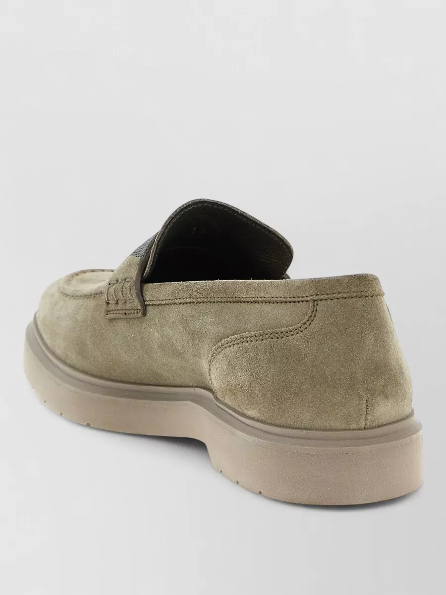 Brunello Cucinelli Monile Suede Loafers Rubber Sole Stitching