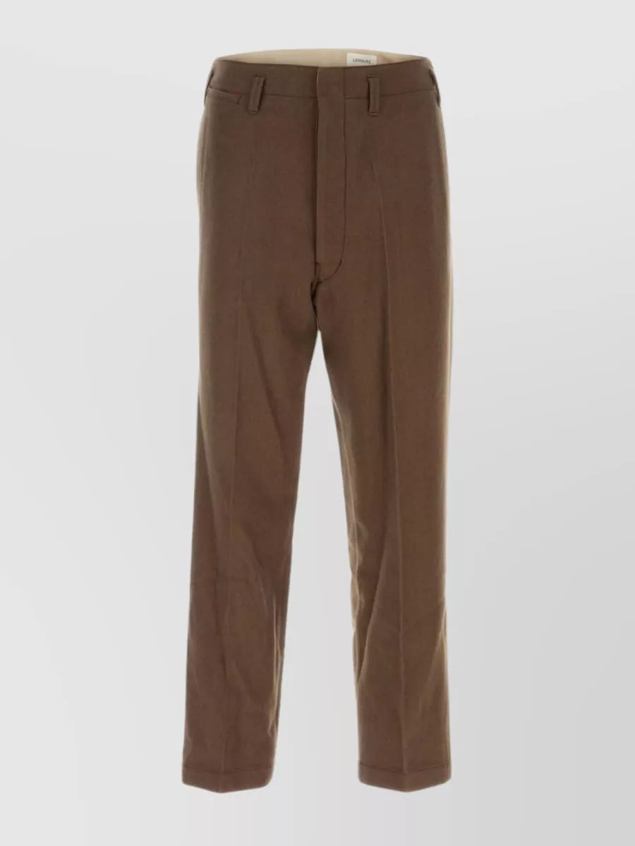 Shop Lemaire Refined Wool Blend Trousers In Brown
