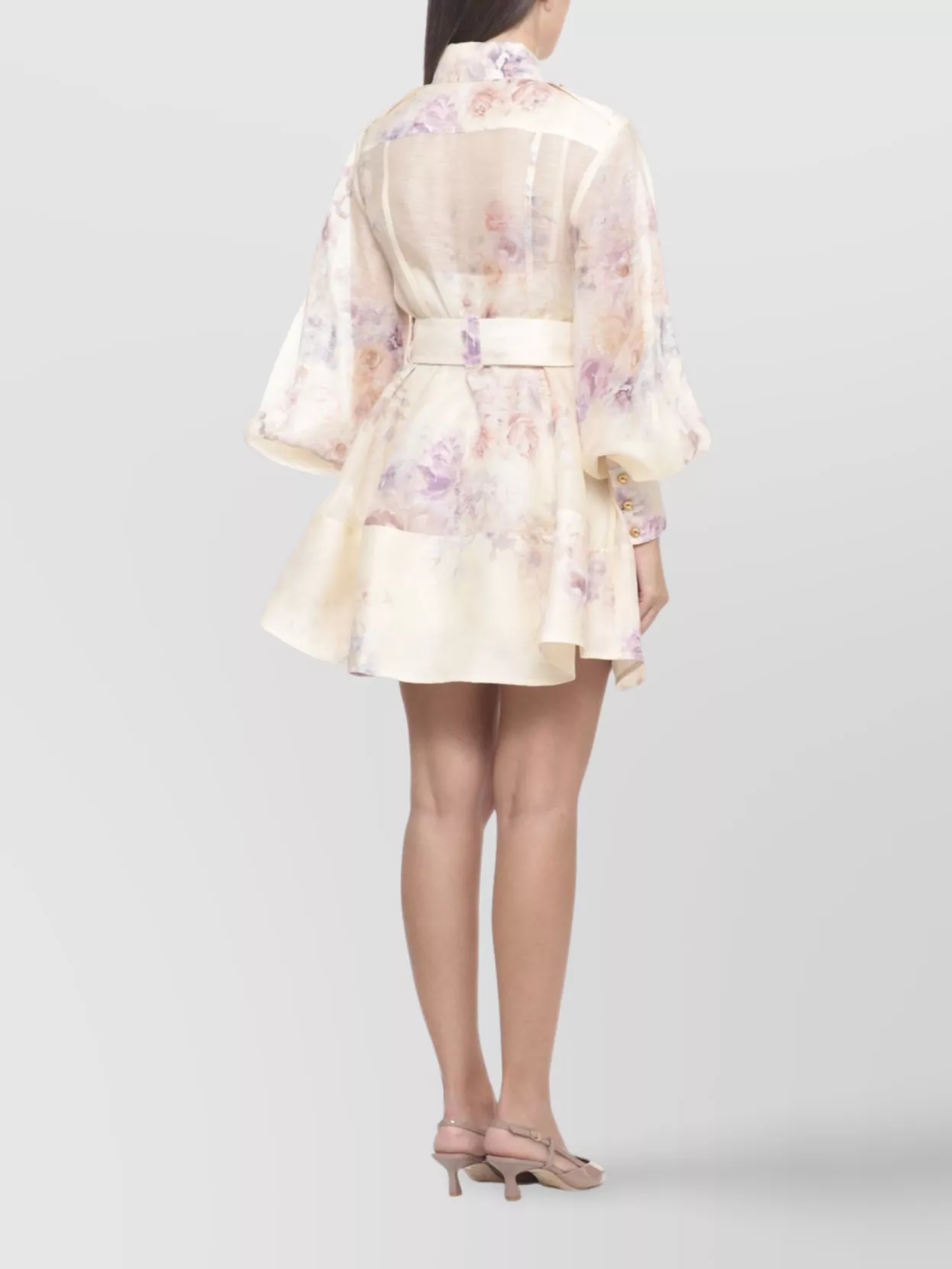 Zimmermann Silk Linen Floral-Print Belted Mini Dress
